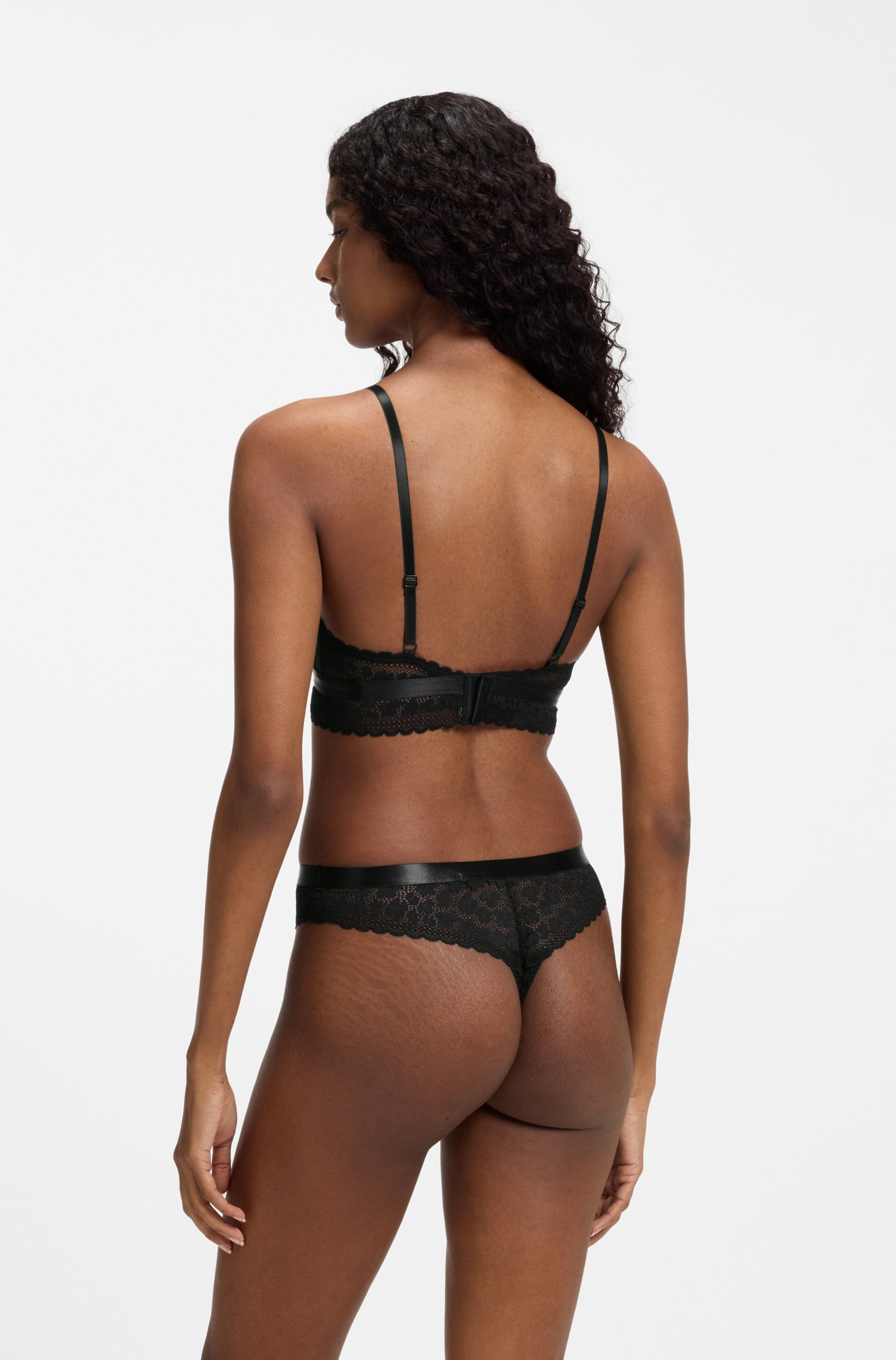 HUGO Underwear String »SAVANA« aus Spitze mit Leopardenmuster und Logo am Bund