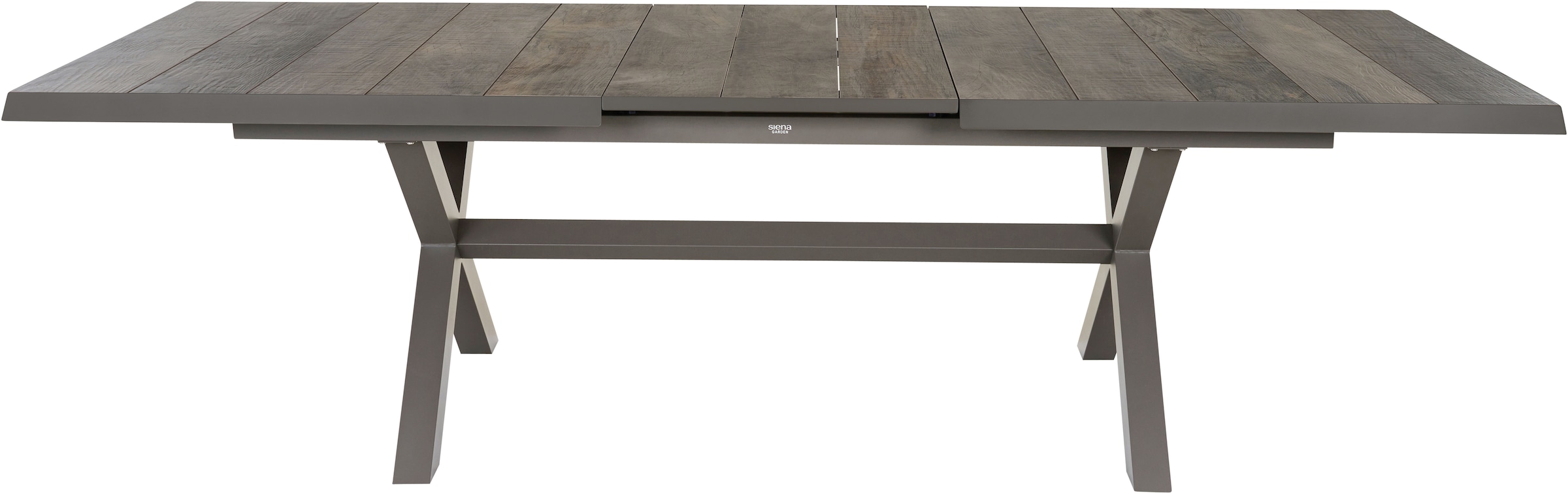 Siena Garden Gartentisch »»Sincro« Ausziehtisch 200-260x100cm mit Keramikleisten«, einfacher Synchronauszug
