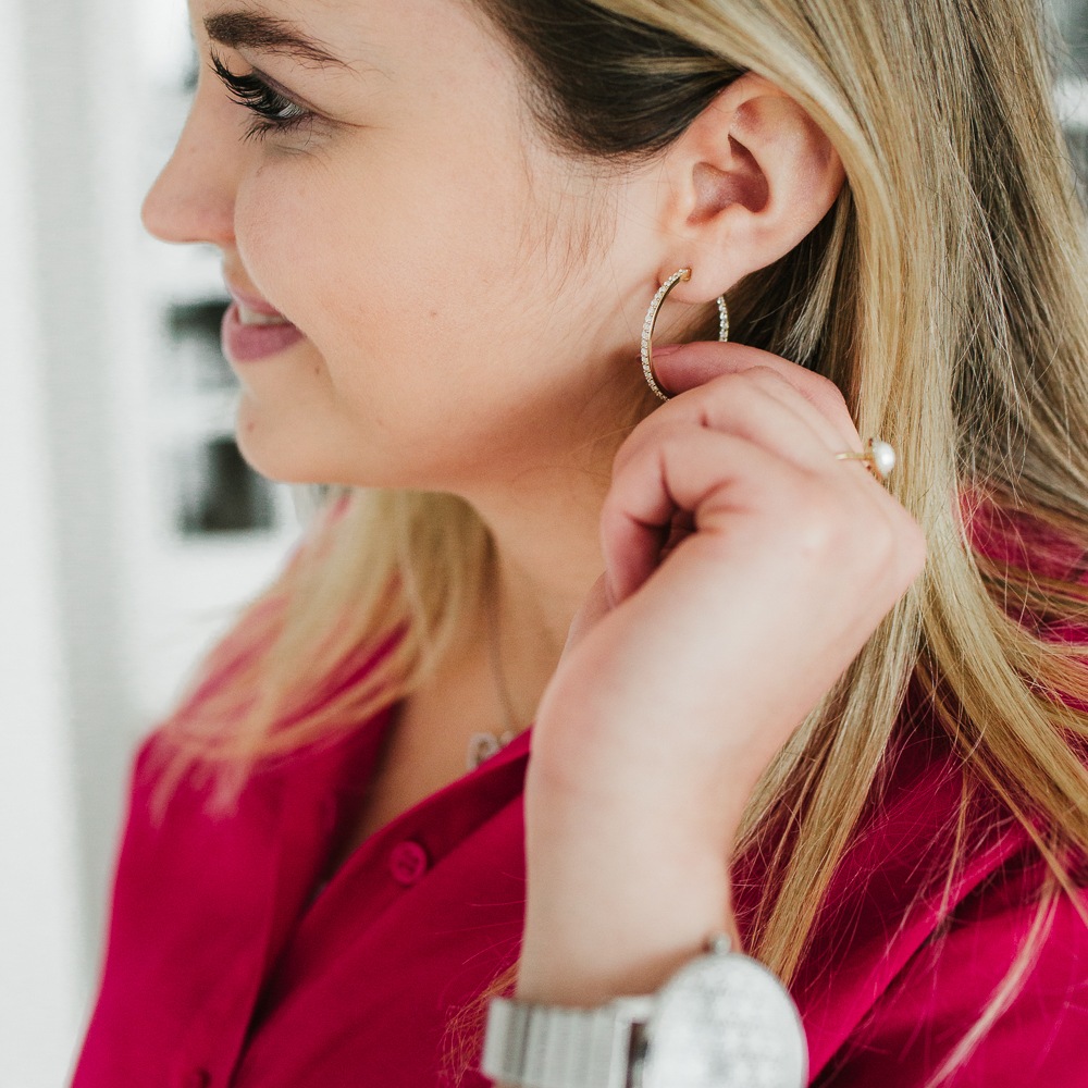 Julie Julsen Paar Creolen »925/- Sterling Silber vergoldet Zirkonia 30 mm«