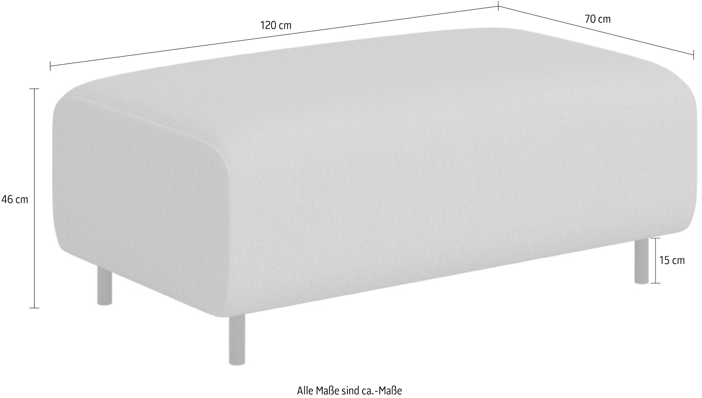 Home affaire Polsterhocker »ARROS groß mit Wellenunterfederung, Maße B/T/H: 120/70/46 cm«, passend zur Serie, in hochwertiger Verarbeitung