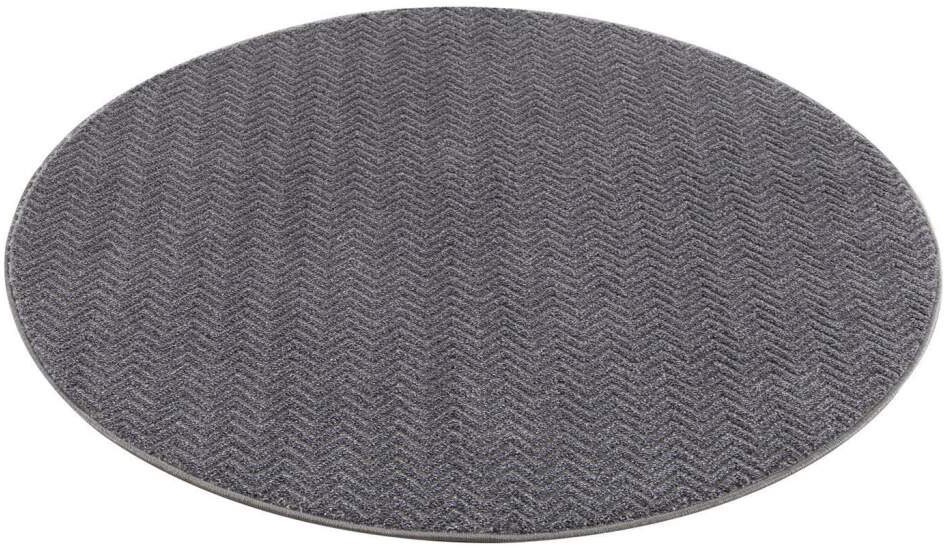 Carpet City Teppich »Friseé-Teppich FANCY805«, rund, 12 mm Höhe, Kurzflor, Einfarbig, 3D-Optik, Zickzack Look