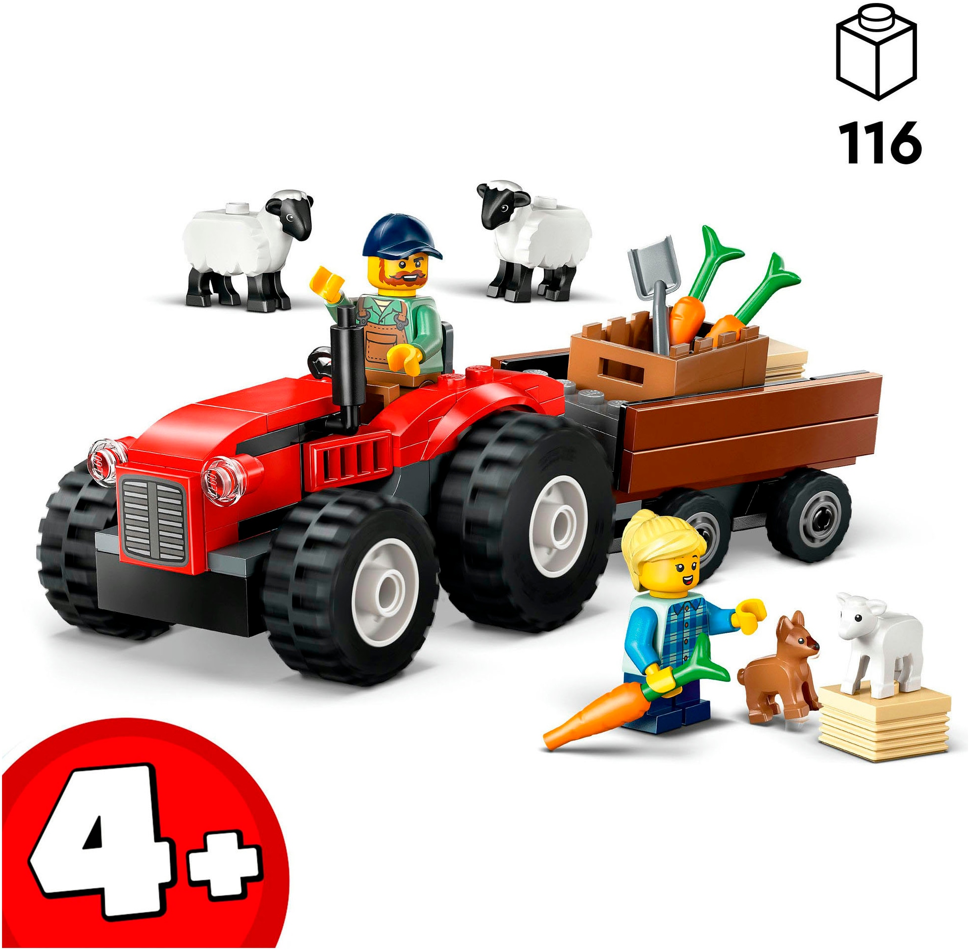 LEGO® Konstruktionsspielsteine »Traktor mit Anhänger (60461), LEGO City«, (116 St.), Made in Europe