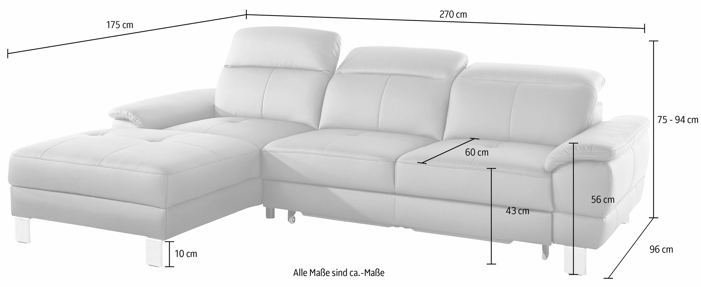 exxpo - sofa fashion Ecksofa »Mantua 2, L-Form«, mit Kopf- bzw. Rückenverstellung, wahlweise mit Bettfunktion