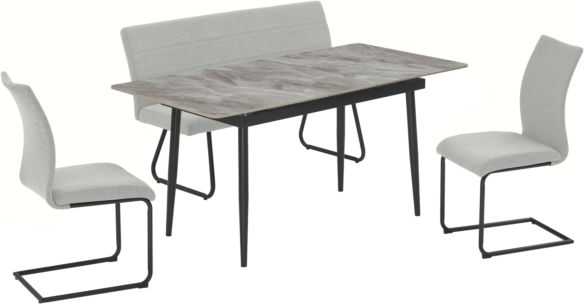 OTTO home Essgruppe »Stevian« Set, Ausziehbarer Esstisch + Bank + 2 Stühle, günstig online kaufen