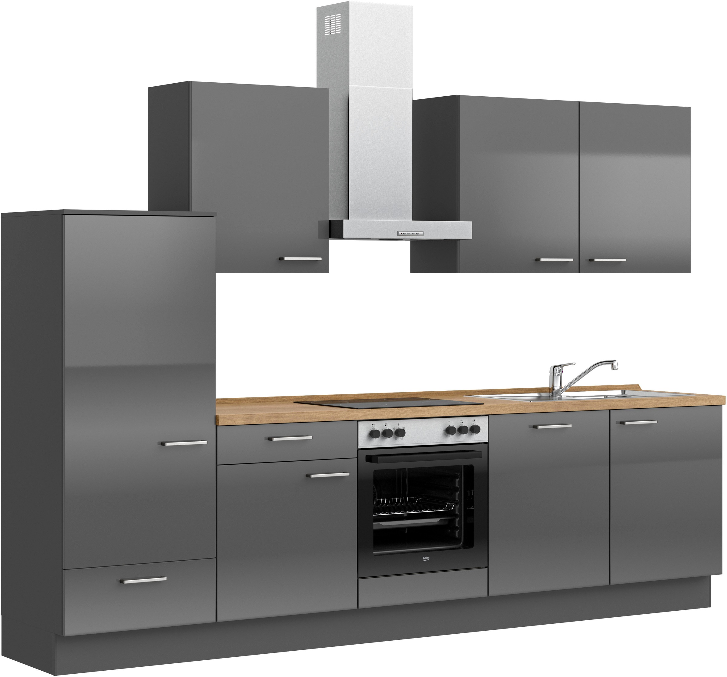 nobilia® Küchenzeile »"Flash I"«, vormontiert, Ausrichtung wählbar, Breite 300 cm, wahlw. mit E-Geräten