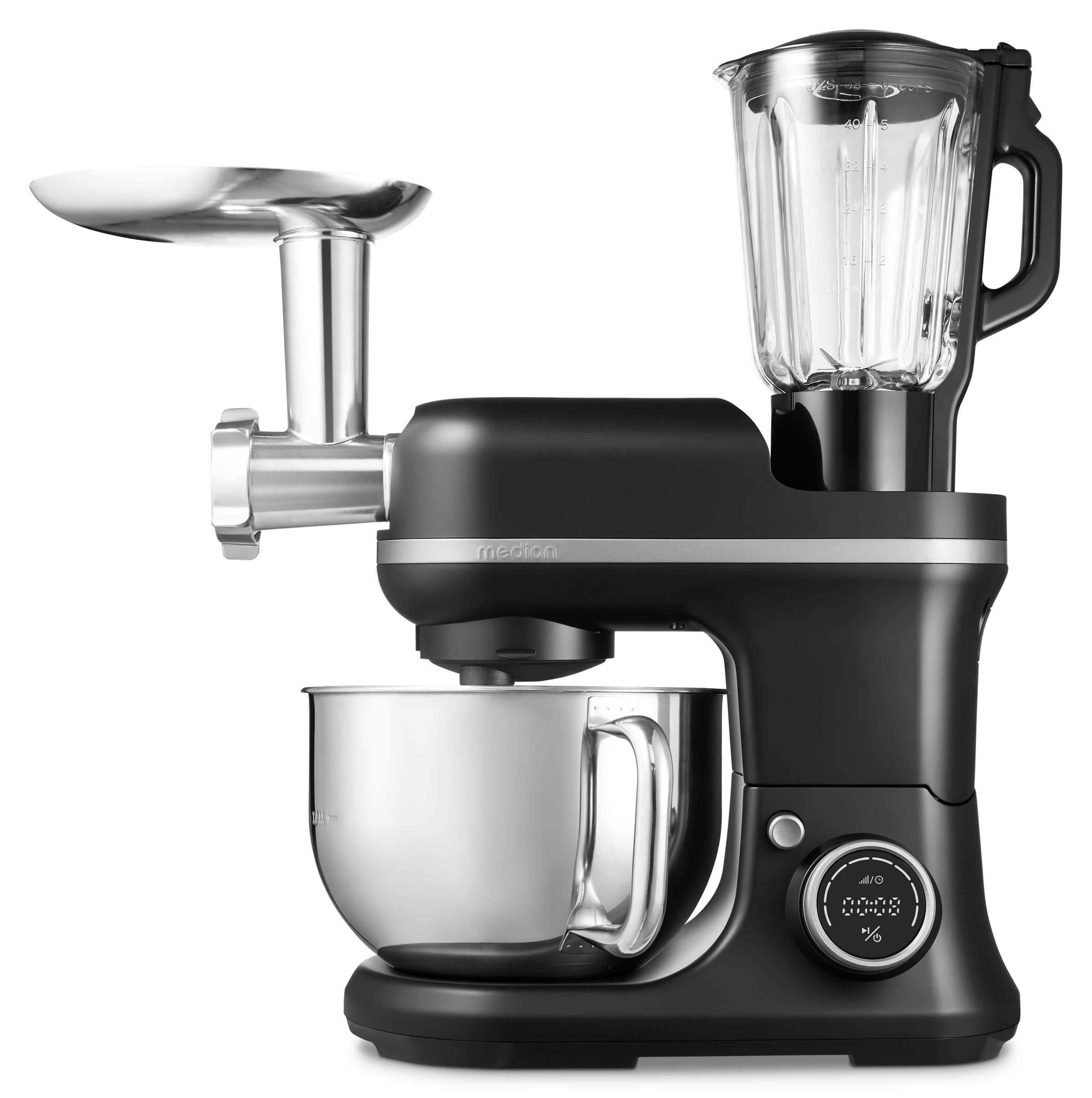 Medion® Küchenmaschine »MD 18442, 8 Geschwindigkeitsstufen, Impulsfunktion, 5L Rührschüssel«, Umfangreiches Zubehör-Set inkl. Eisschüssel für Speiseeiszubereitung