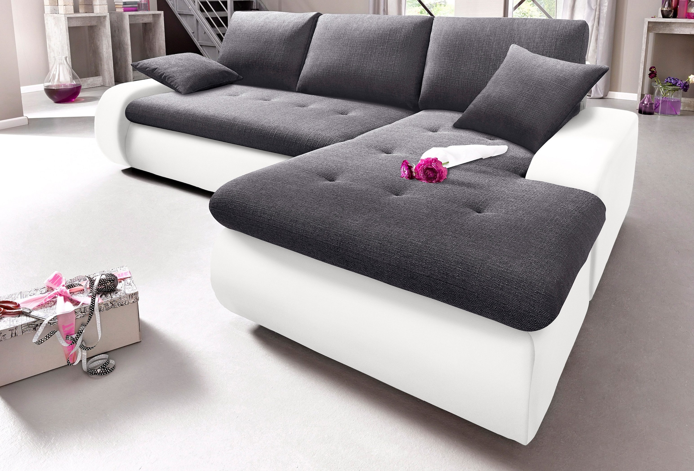 TRENDMANUFAKTUR Ecksofa »Indie, modern und bequem, Materialmix, OTTOs Choic günstig online kaufen