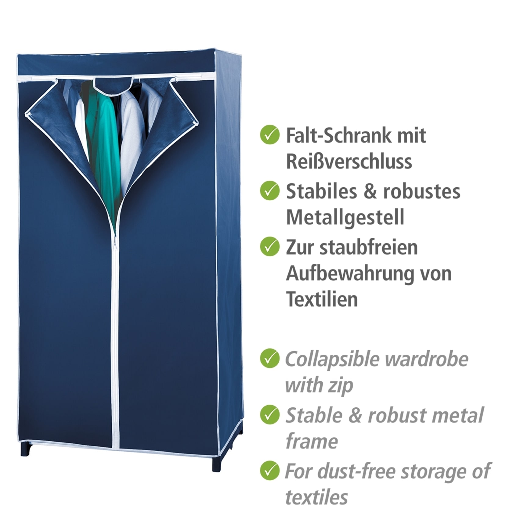 WENKO Stoffschrank »Modell Air«, Stoffschrank mit Kleiderstange & Reißverschluss, atmungsaktives Vlies