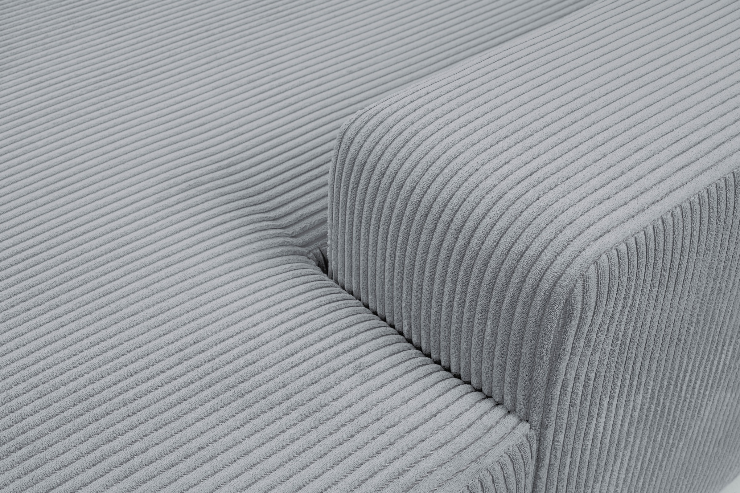 WERK2 Wohnlandschaft »Rotterdam-U, U-Form, in kuschelweichem Cord oder Breitcord«, Design Sofa mit Schlaffunktion & Bettkasten, Cord, Grau