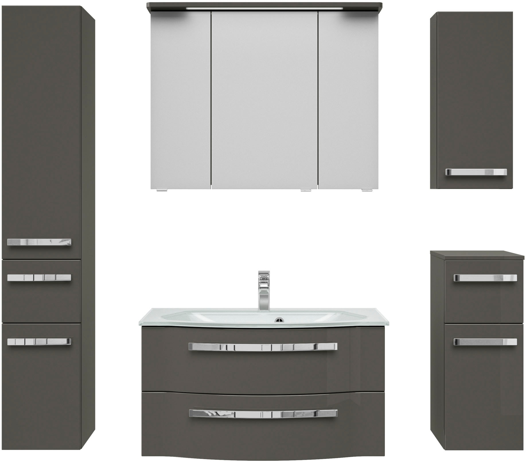 Saphir Badmöbel-Set »Serie 4005, vormontiert, Glaswaschbecken, Spiegelschra günstig online kaufen
