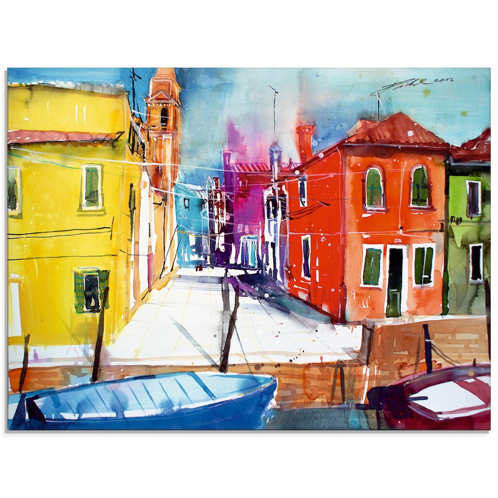 Artland Glasbild »Venedig, Burano, Fondamenta del Pizzo«, Italien, (1 St.)