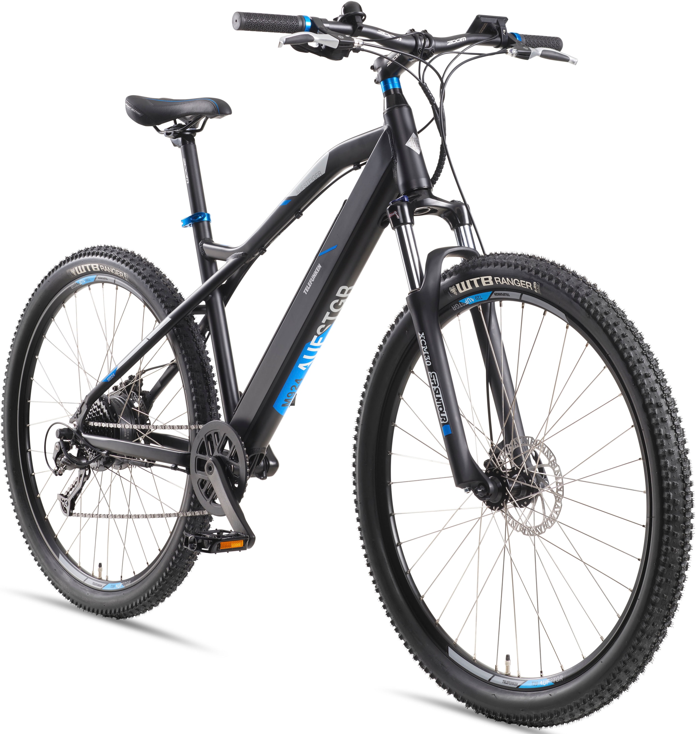 Telefunken E-Bike »Aufsteiger M924«, 9 Gang, Shimano, Altus, Heckmotor 250 W, (36 V 504 Wh Akku-ca. 100 km Reichweite-Geländebike off road), Mountainbike MTB Elektrofahrrad, Damen Herren, 27,5 / 29 Zoll, Pedelec