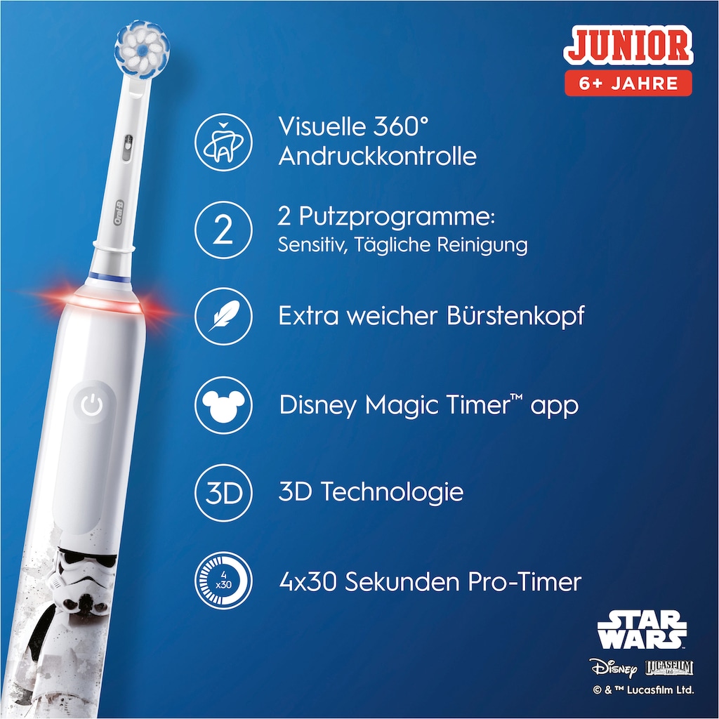 Oral-B Elektrische Zahnbürste »Junior Star Wars«, 2 St. Aufsteckbürsten