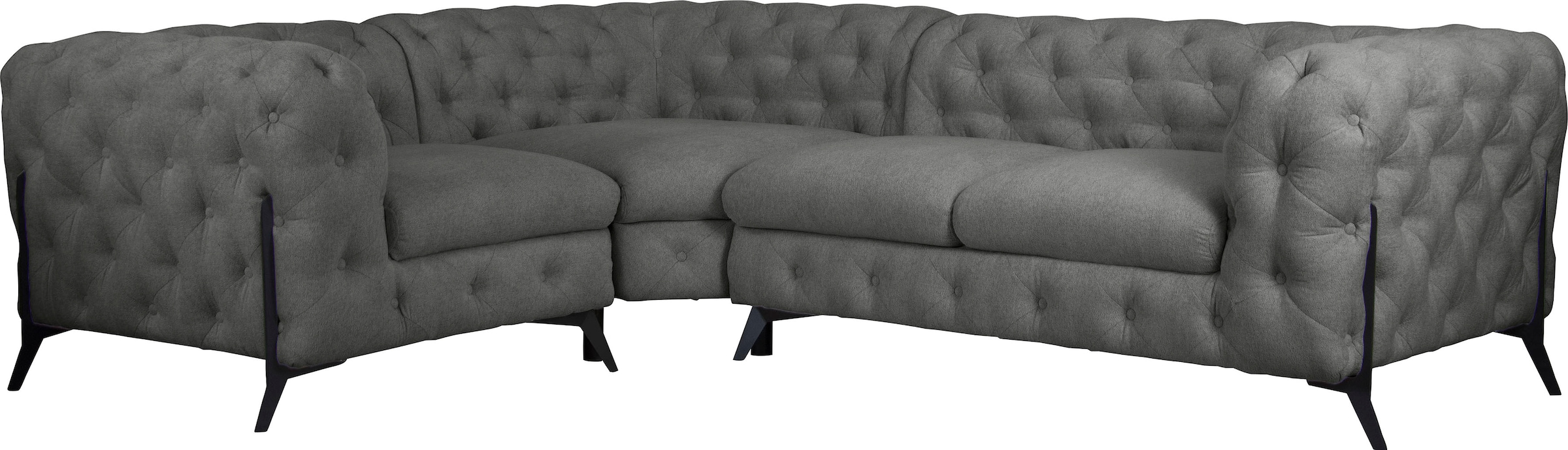 Leonique Chesterfield-Sofa »Amaury L-Form«, moderne Chersterfield-Optik, Breite 262 cm, Fußfarbe wählbar