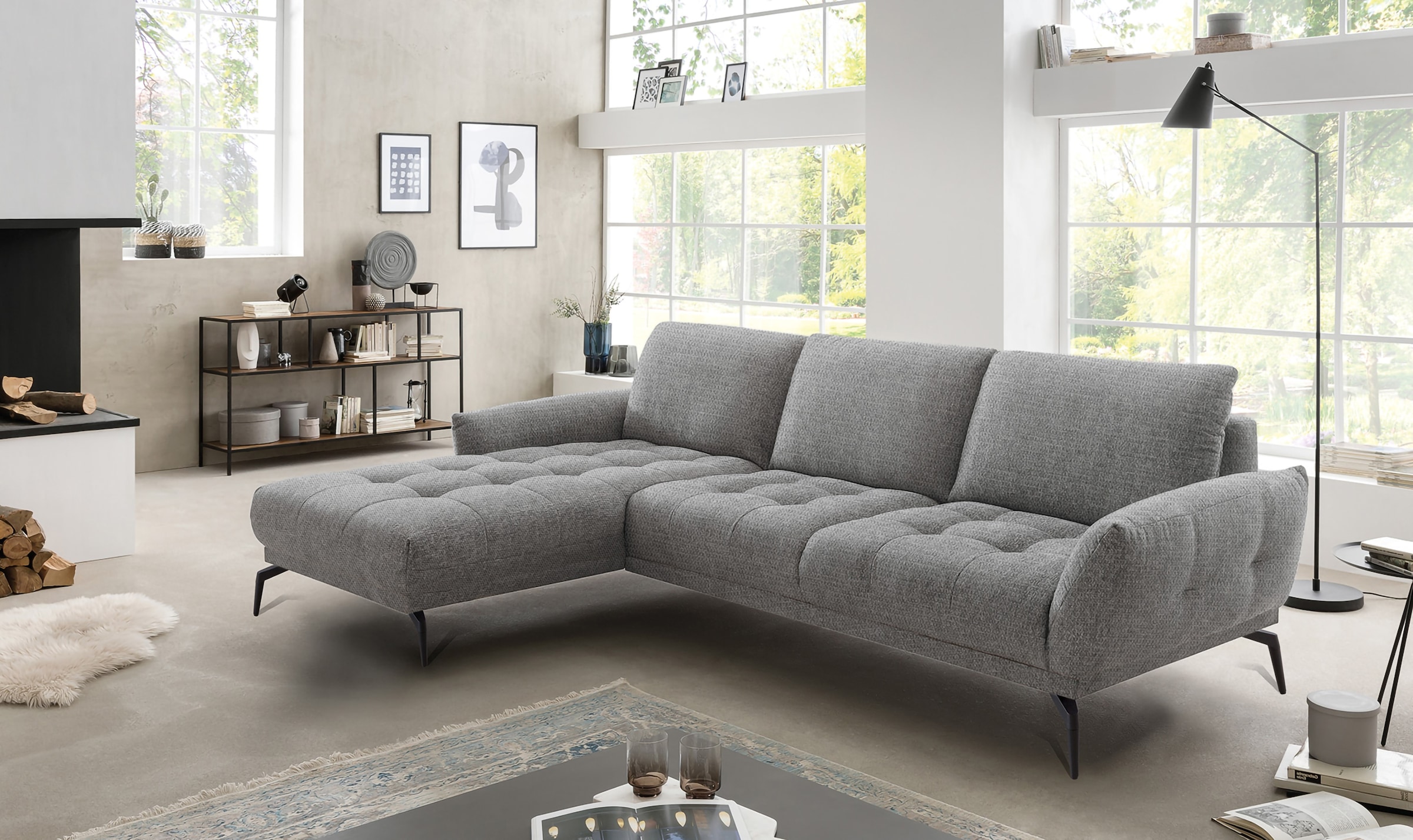 exxpo - sofa fashion Ecksofa »NICEA erstklassiger Sitzkomfort, L-Form, bode günstig online kaufen