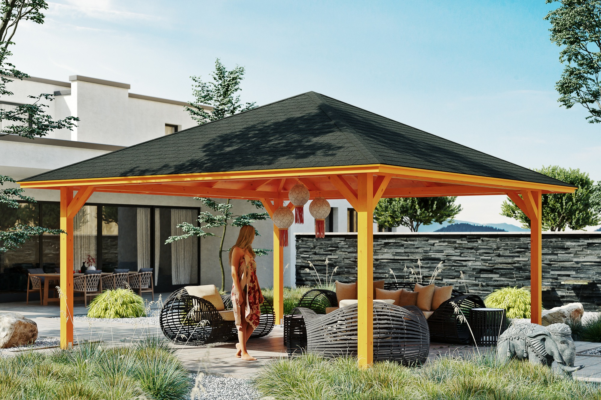 Skanholz Holzpavillon »Cannes 4«, Leimholz, 489 x 489 cm