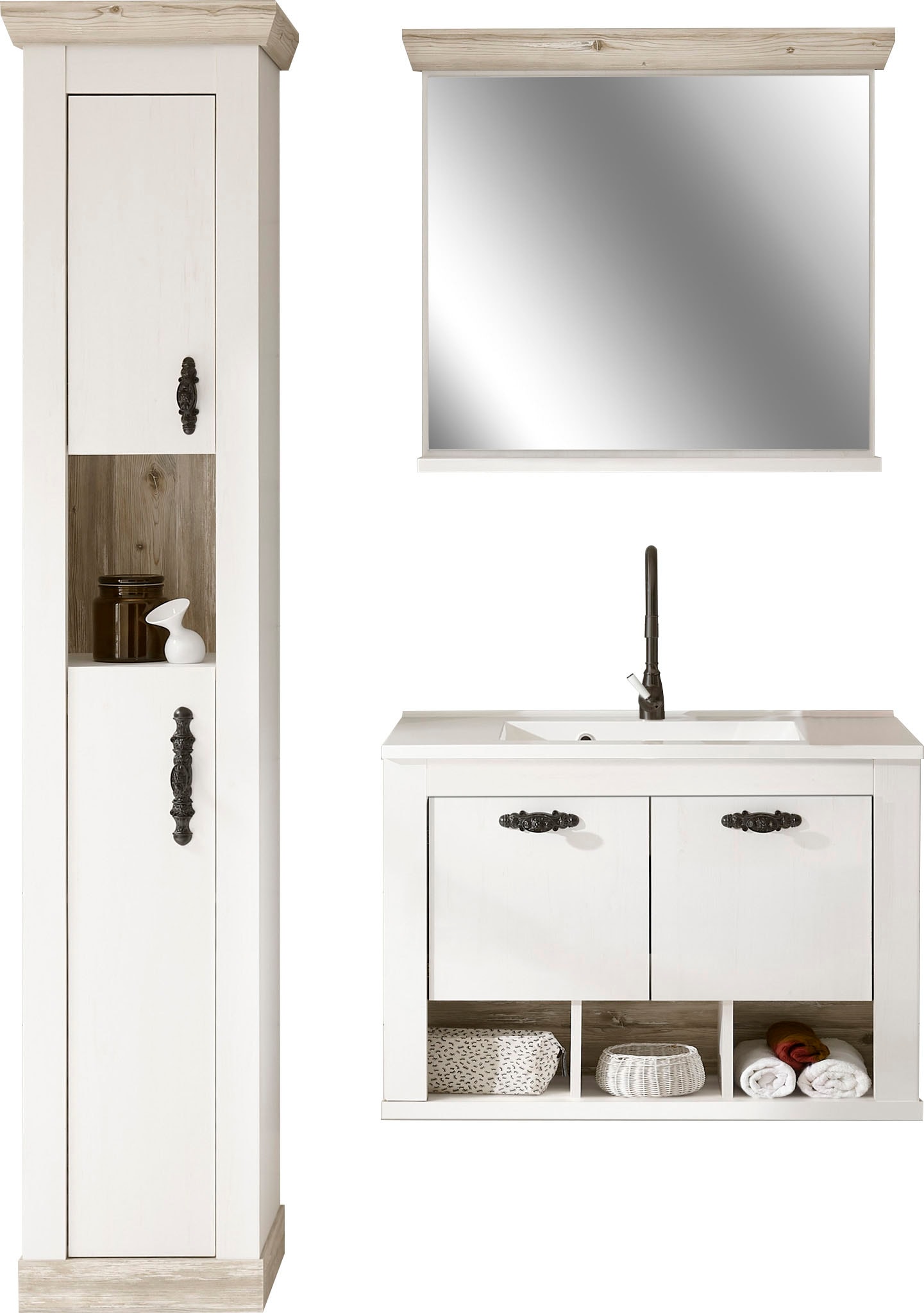 Home affaire Badmöbel-Set »Florenz, Bad im Landhausstil, 3-teiliges Badezim günstig online kaufen