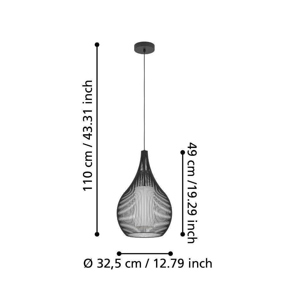 EGLO Hängeleuchte »RAZONI 1 Pendellampe, Stahl und Glas, IP20, E27, Hängelampe, Lampe«, 1 flammig, Leuchtmittel E27 | ohne Leuchtmittel, Hängeleuchte - H110 x Ø32,5 cm - weiß - 1X40W exkl.