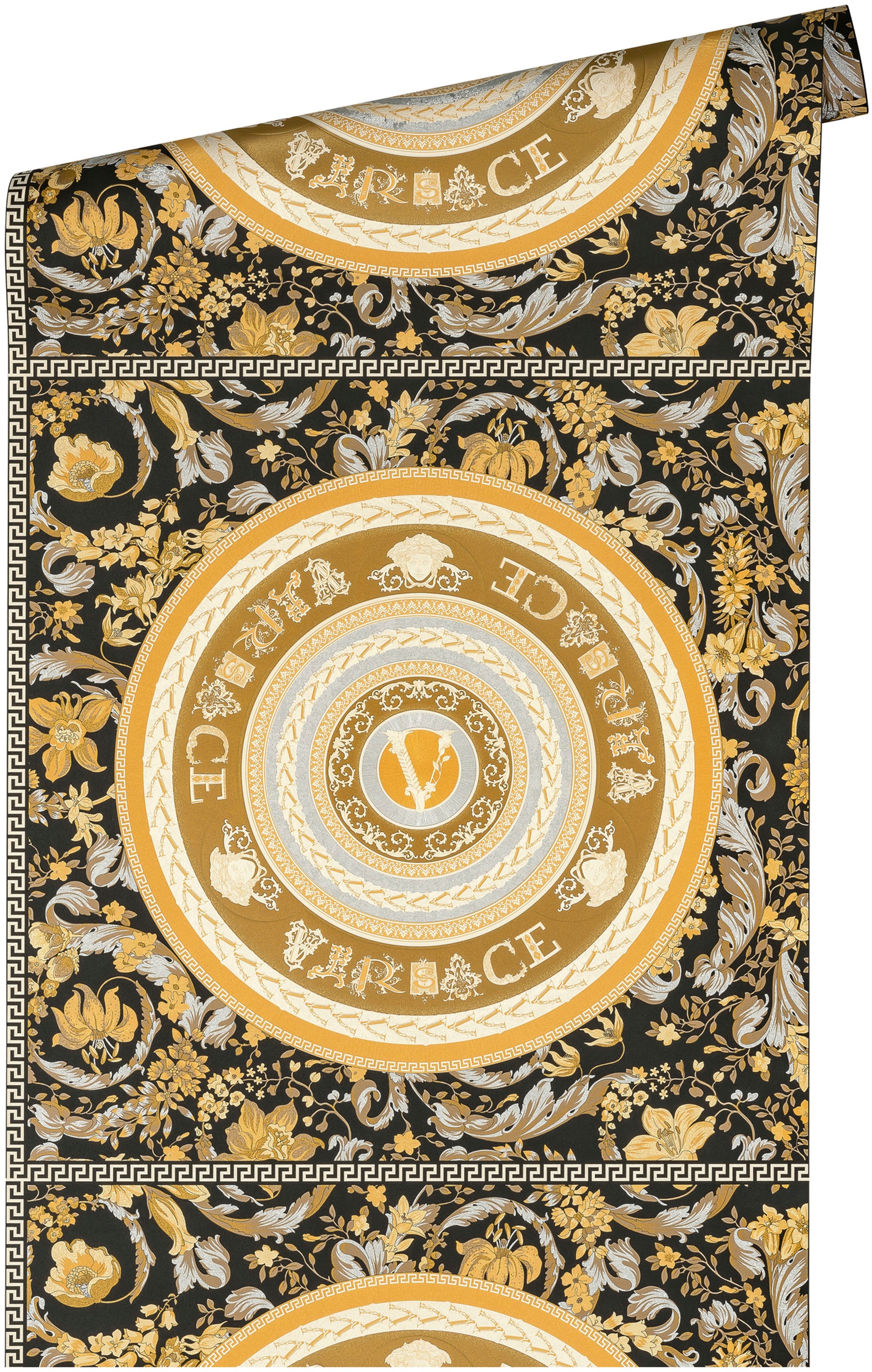 Versace Vliestapete »Wallpaper Versace 5 Floral Design«, leicht glänzend-gemustert-abstrakt, Designertapete auffallende Fliesen-Tapete Tapeten Wohnzimmer modern