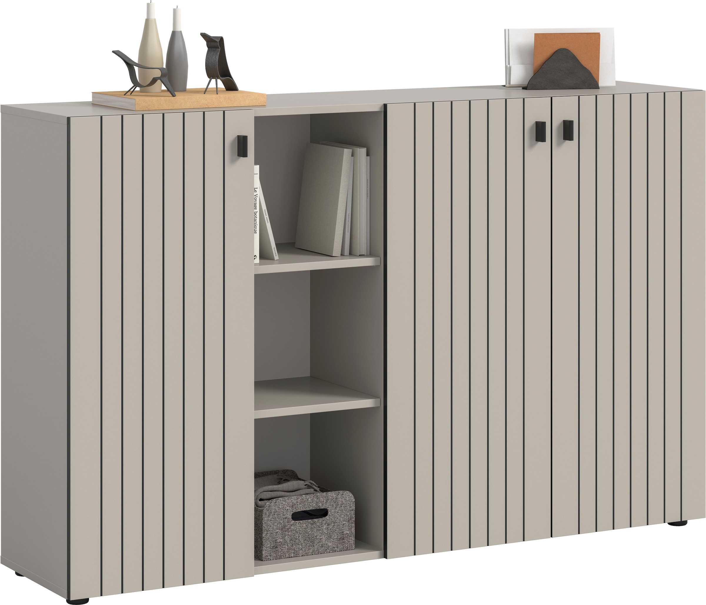 INOSIGN Schuhschrank »TATIO, Breite 150 cm, Rillenoptik, offene Fächer, 3 Türen« 1 Stk. tlg. Garderobenschrank, Flurkommode, Kommode, Schuhschrank