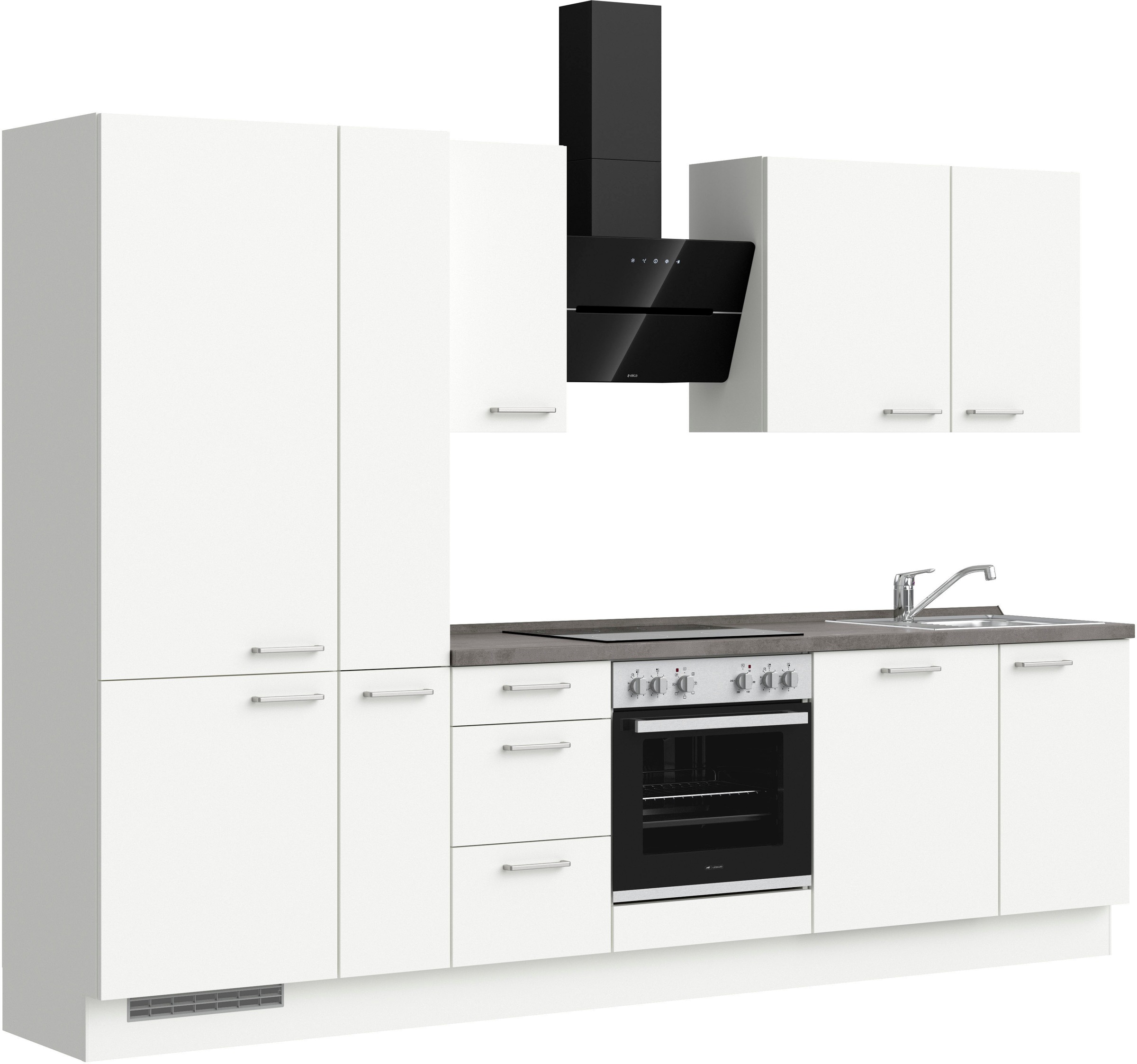 nobilia® Küchenzeile »"Touch II", NEU: individuell anpassbar mit gratis Profi-Beratung« vormontiert, Breite 300 cm, Ausrichtung wählbar, wahlw. mit E-Geräten