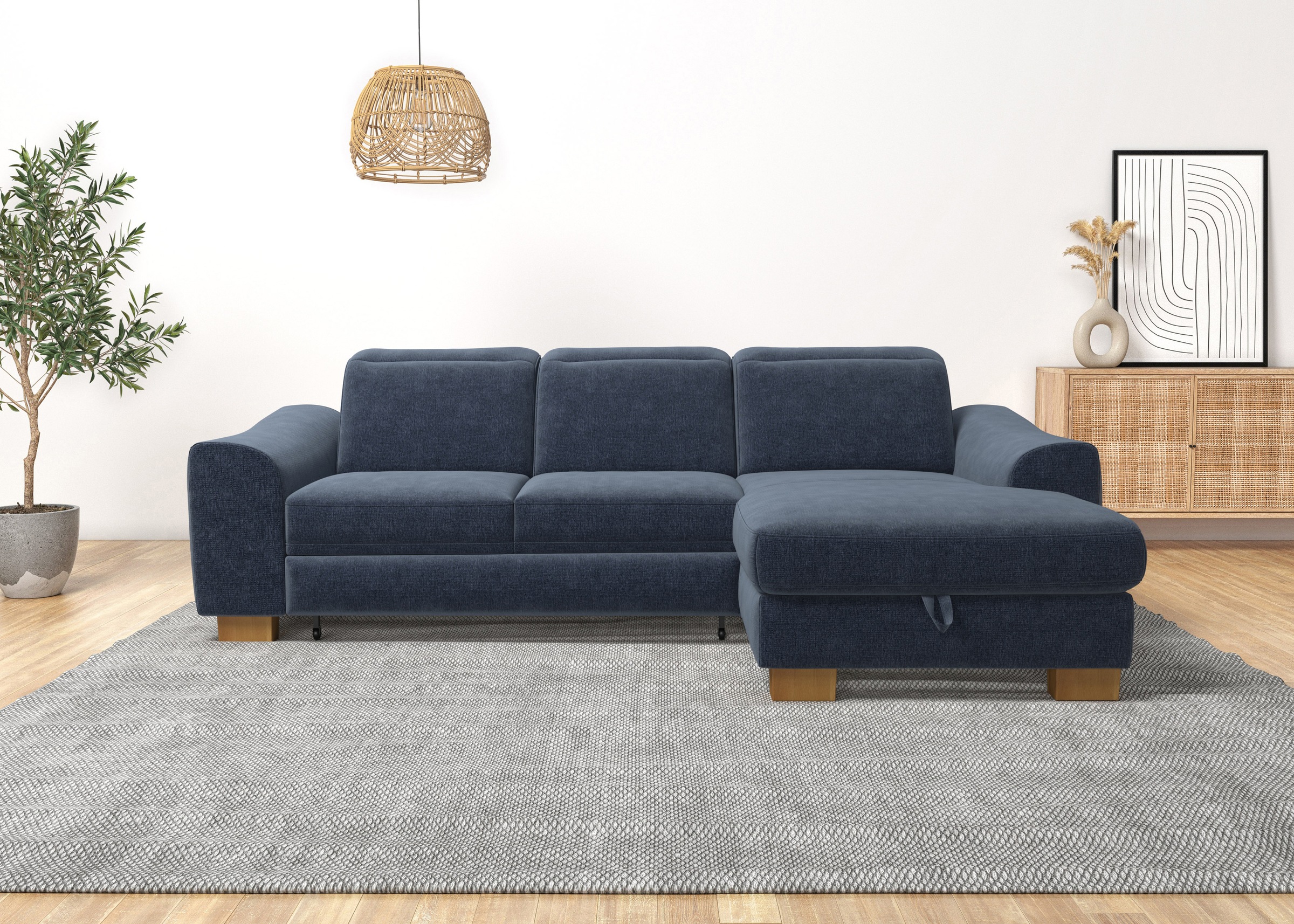 Home affaire Ecksofa »Dundee L-Form«, wahlweise mit Kopfteilverstellung und zusätzlich mit Bettfunktion