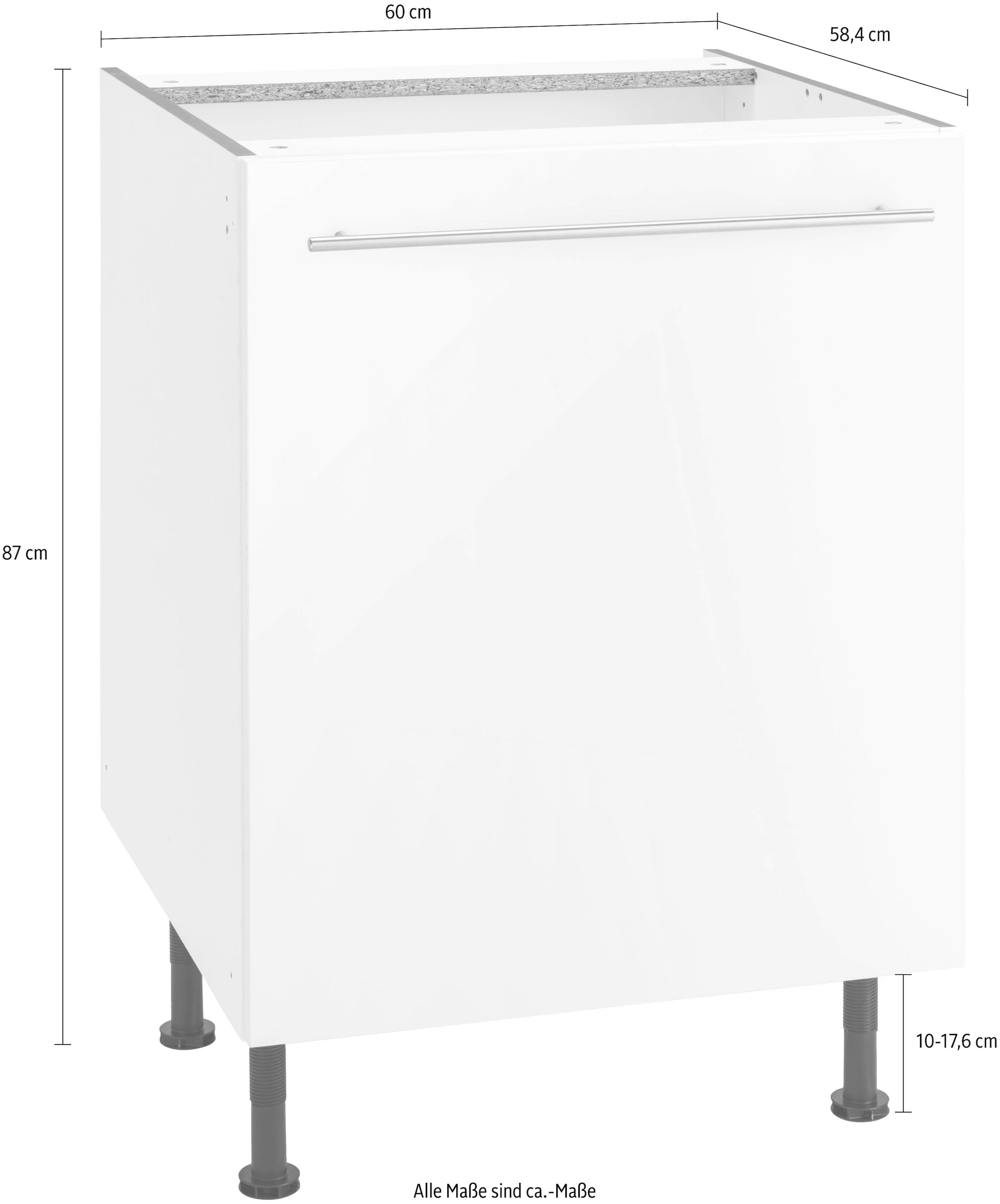 OPTIFIT Unterschrank »Bern«, 60 cm breit, mit 1 Tür mit höhenverstellbaren Füßen, mit Metallgriff