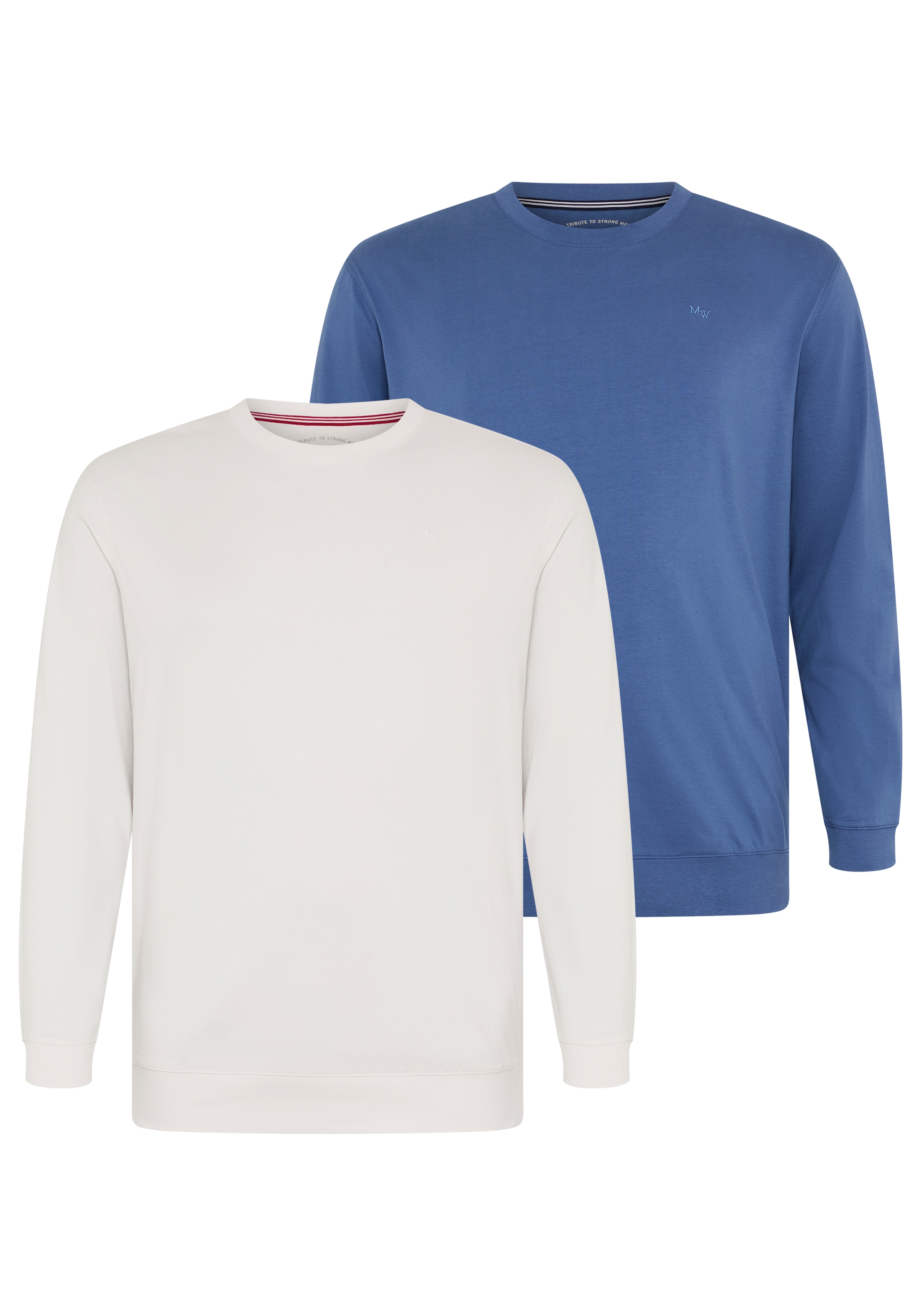 Man's World Plus Rundhalsshirt »auch in Grosse Größen bis Gr. 7XL Bauch-Fit« 2-er Pack,  normaler Schnitt, Langarm, unifarbenes Basic