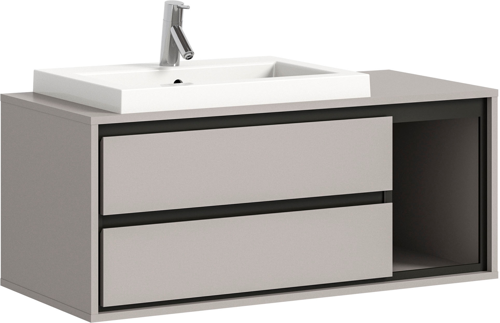 INOSIGN Waschbeckenschrank »Skygge, Breite 100 cm, inkl. Mineralguss-Waschbecken, 2 Schubkästen«, (2 St.), Hängeschrank, Unterschrank, Badmöbel, Badschrank, Schrank, Bad