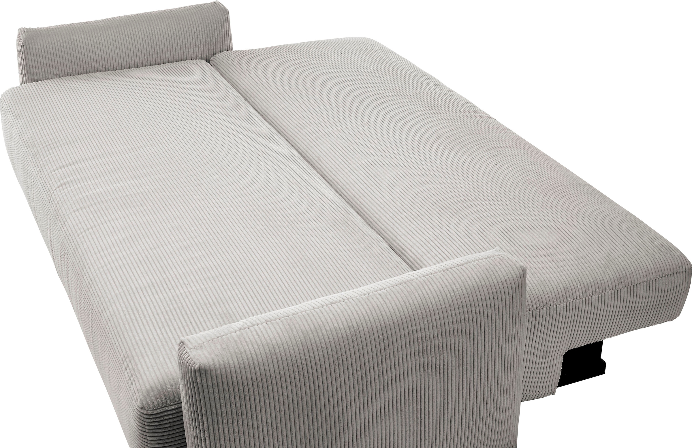 INOSIGN Schlafsofa »Donka Dauerschläfer-geeignet, belastbar bis 270 kg, incl. Bettlkasten«, mit Armlehnen, Breite 232 cm, auch in Cord, Tonnentaschen-Federkern