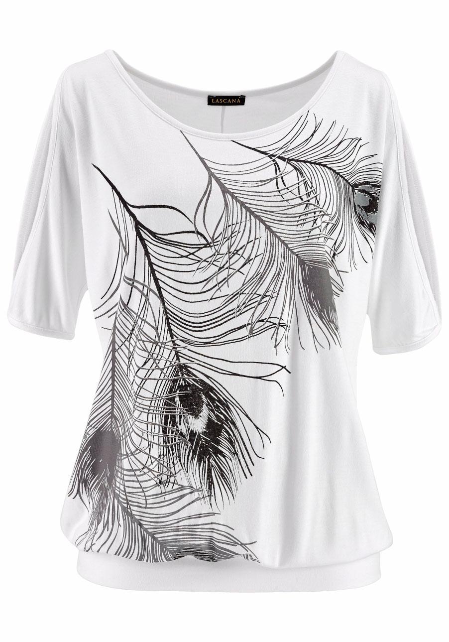 LASCANA Strandshirt, mit Schlitzen an den Ärmeln, Kurzarmshirt, schulterfrei