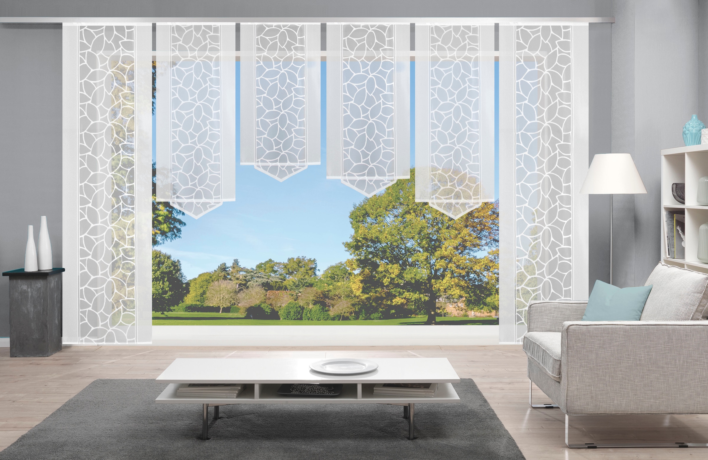 HOME WOHNIDEEN Schiebegardine »JENNA«, (6 St.), Schiebevorhang Jacquard Set günstig online kaufen