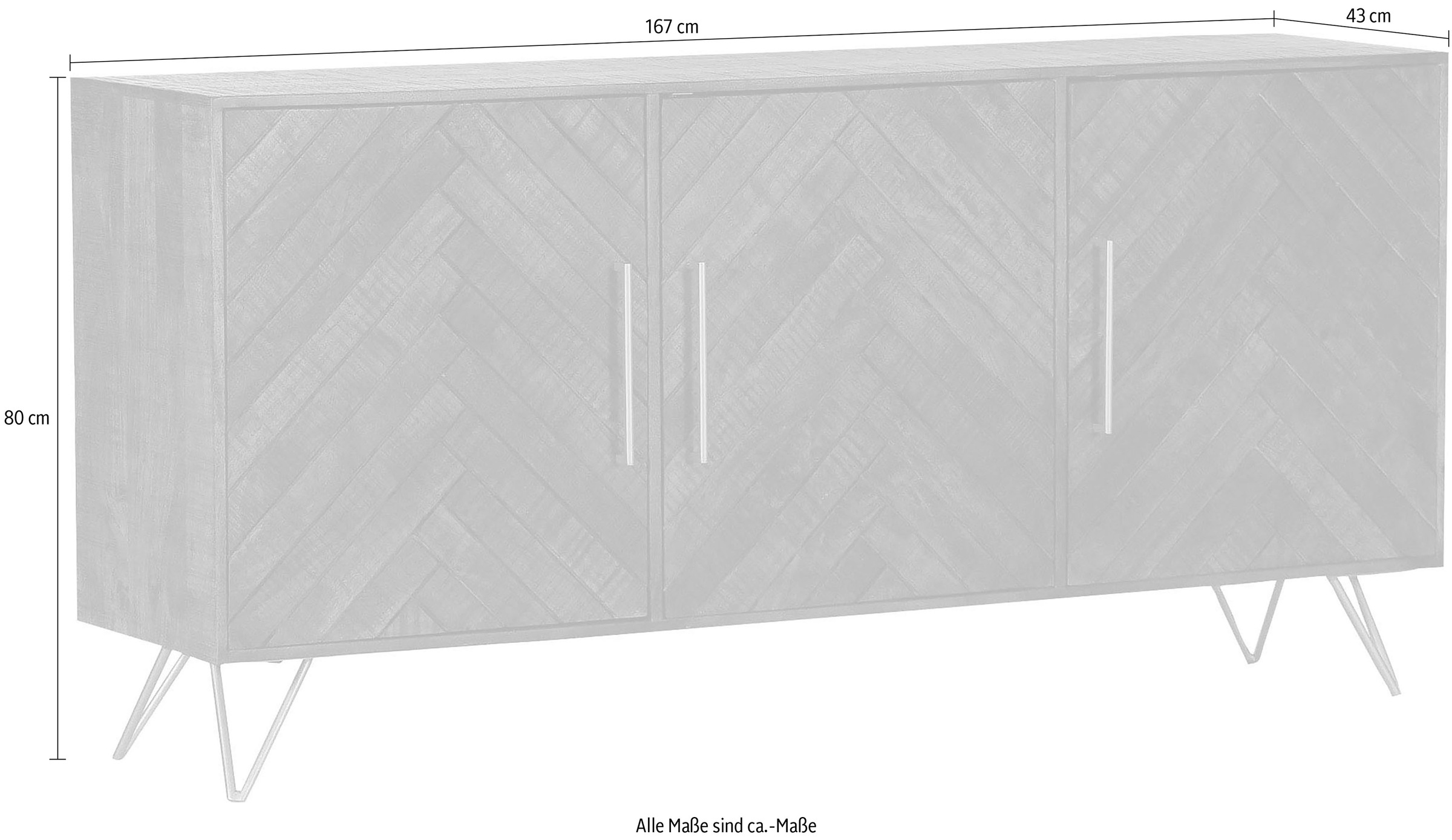 Gutmann Factory Sideboard »Herringbone«, Kommode, Breite 167 cm