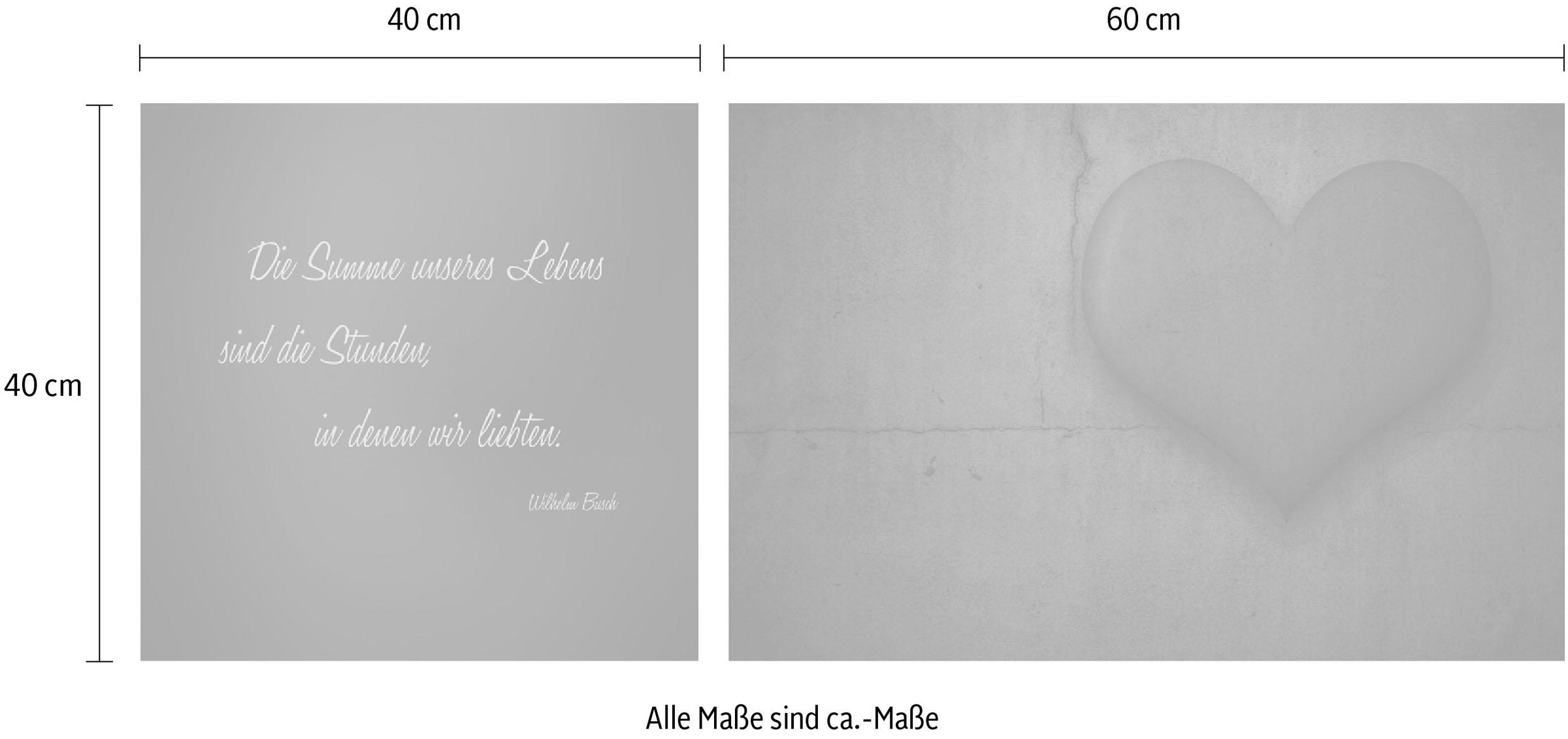 queence Leinwandbild »Sünden«, Herz-Herzbilder-Kunst-Modern-Spa-Spa Bilder-Sprüche-Sprüche & Texte-Schriftzug-Schriftzüge, (Set), Premium-Leinwandstoff, Handarbeit aus Deutschland, Zitat, 2er Set