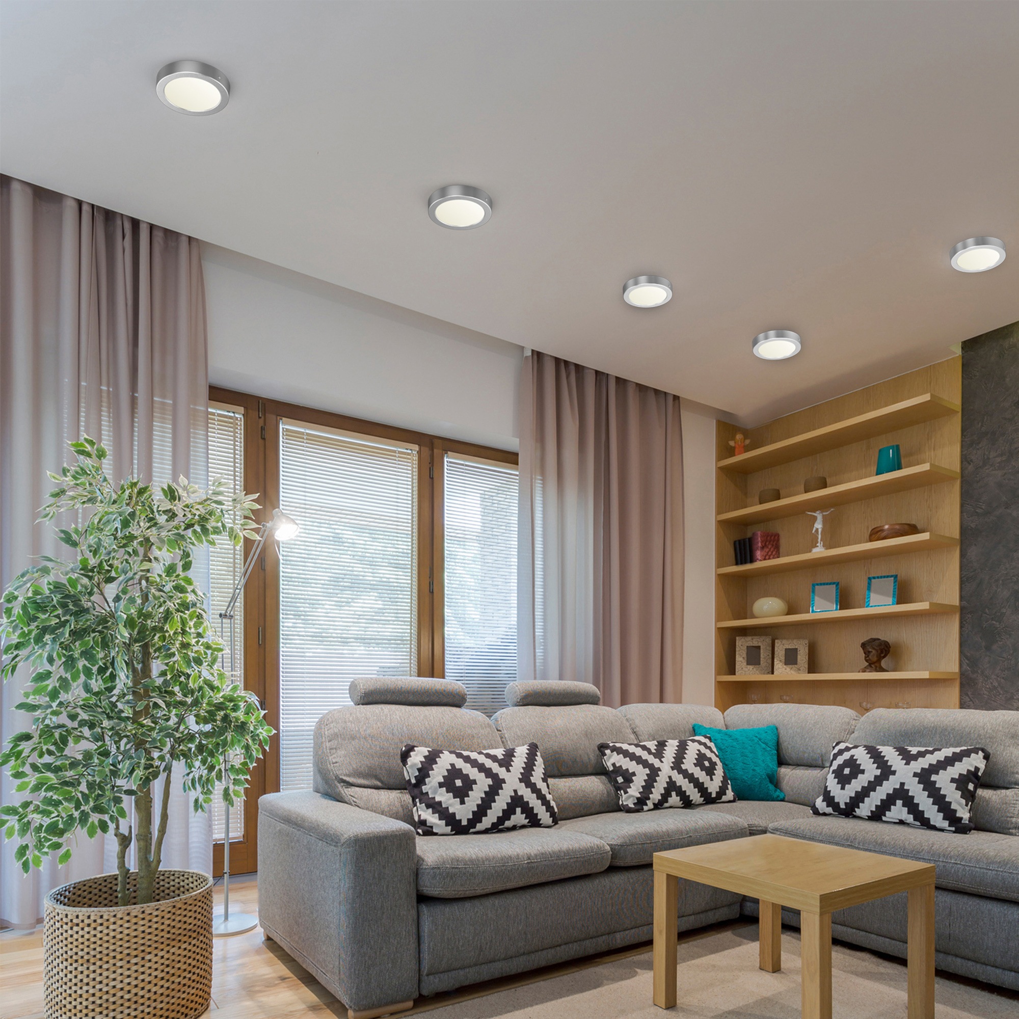 B.K.Licht LED Aufbaustrahler »Garnet«, 1 flammig, Leuchtmittel LED-Board | LED fest integriert, Aufputz-Deckenlampe, 230V, Wand-Leuchte, Panel, Deckenleuchte, silber