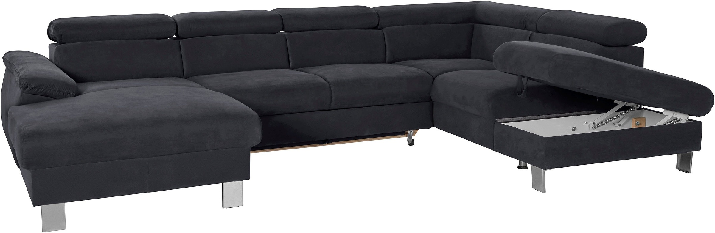 COTTA Polstergarnitur »Komaris U-Form«, (Set), Set bestehend aus: Wohnlandschaft mit Kopfteilverstellung & Hocker