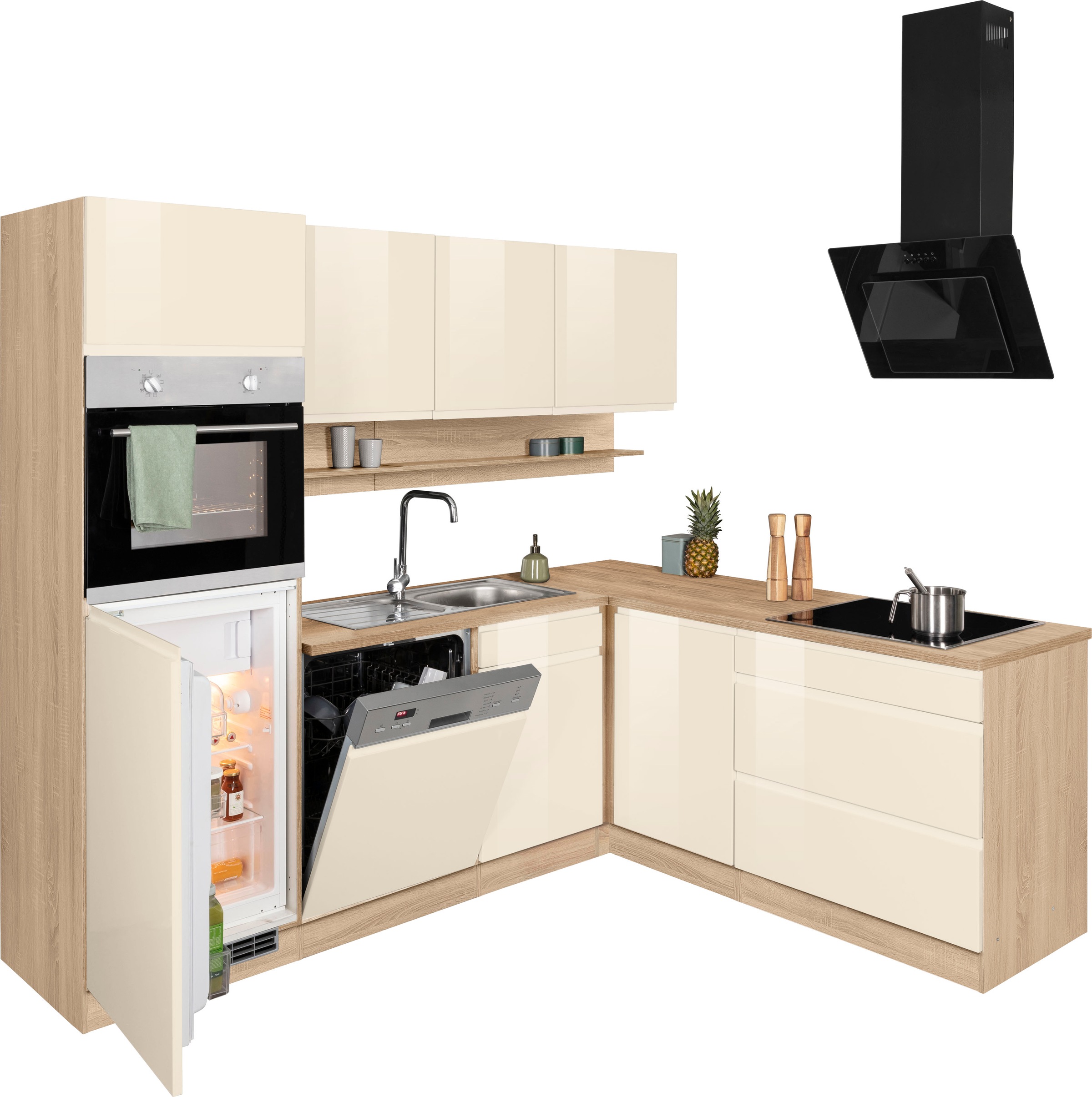 KOCHSTATION Winkelküche »KS-Virginia«, Stellbreite 230/190 cm, wahlweise mit Induktion