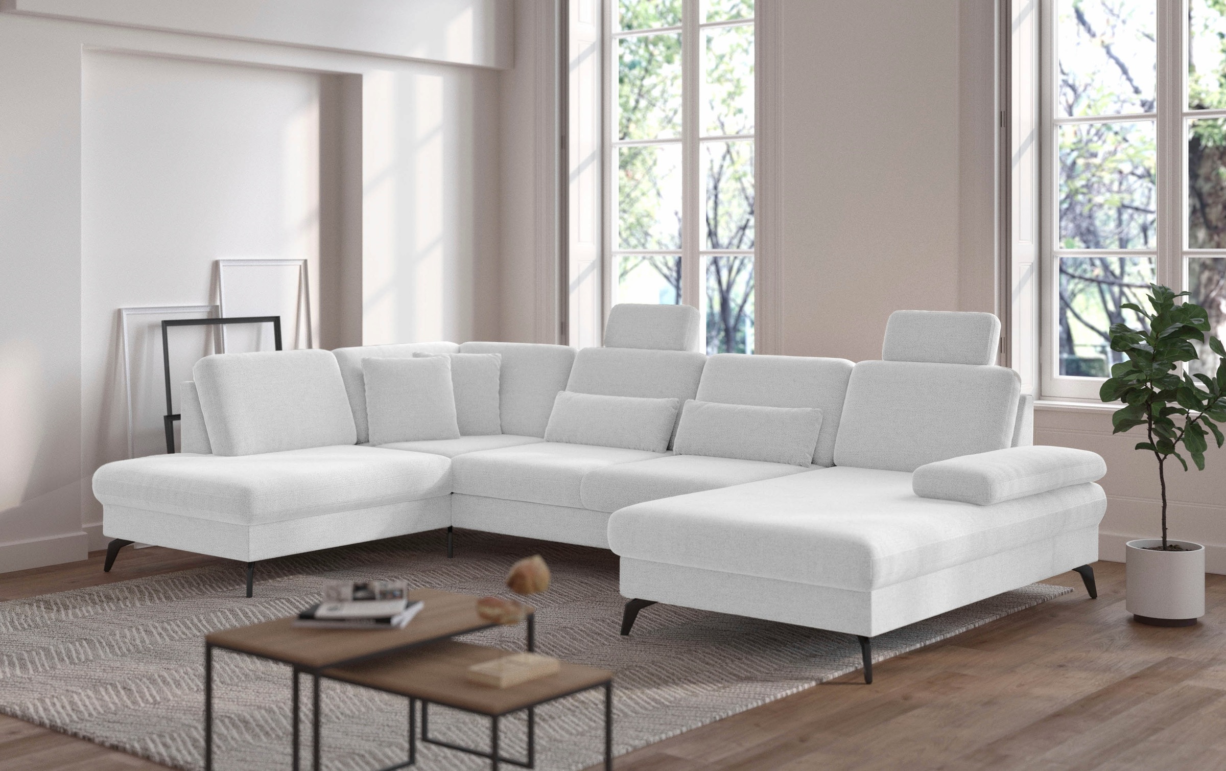 sit&more Wohnlandschaft »Morris U-Form, inkl. Sitztiefenverstellung«, wahlweise mit Armteilverstellung, Bettfunktion & Bettkasten