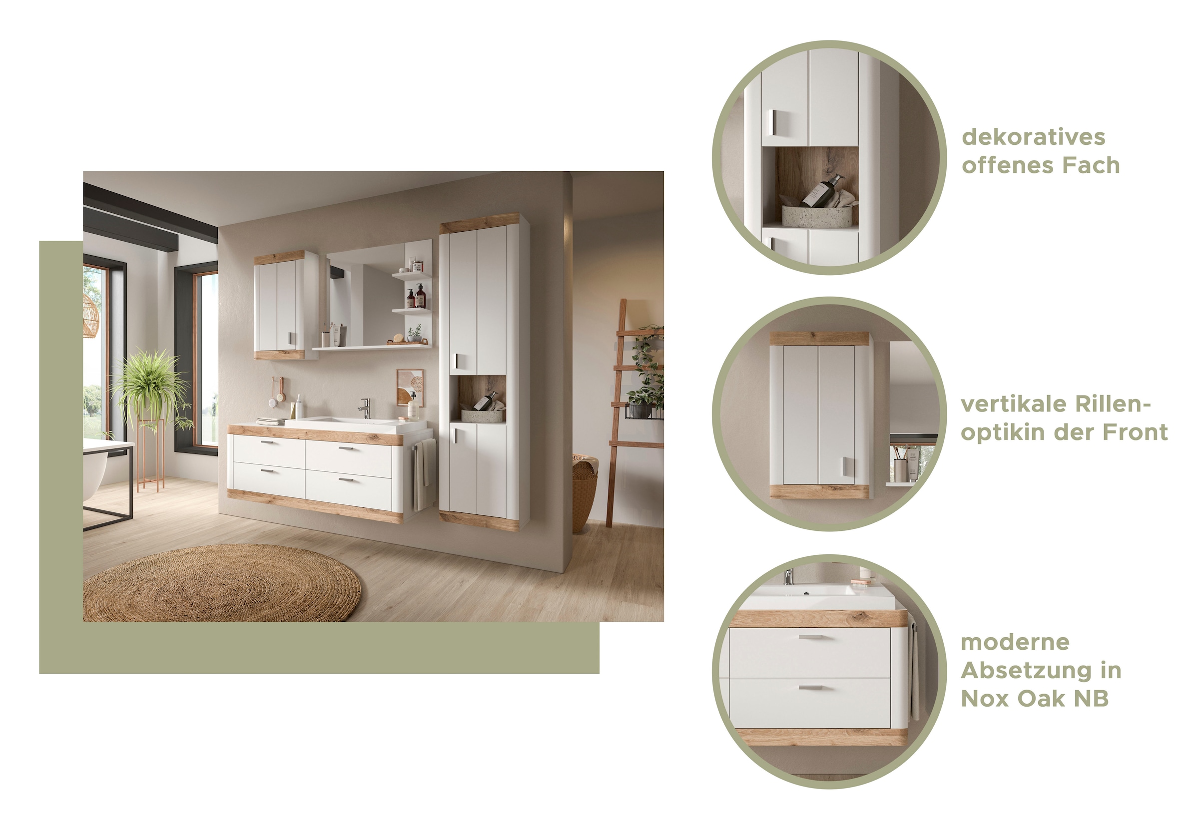 Home affaire Hängeschrank »Landsby, Breite 45 cm, 1 Tür (Türanschlag wechselbar), 1 Einlegeböden«, (1 St.), Badmöbel, Badschrank, Schrank, Wandschrank, Bad, Badezimmer