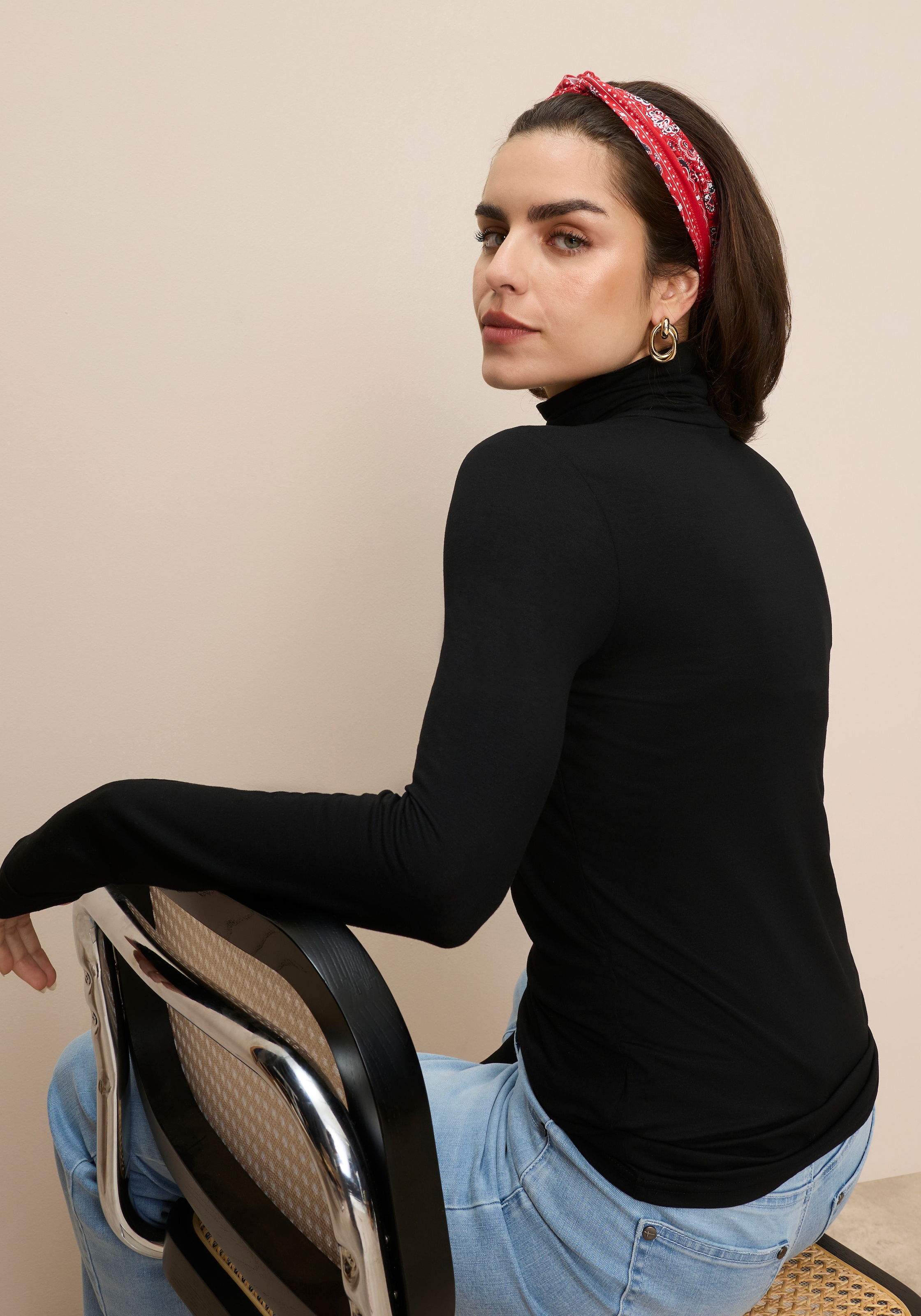 Tamaris Rollkragenshirt Langarm,  Basic, aus elastischem Material