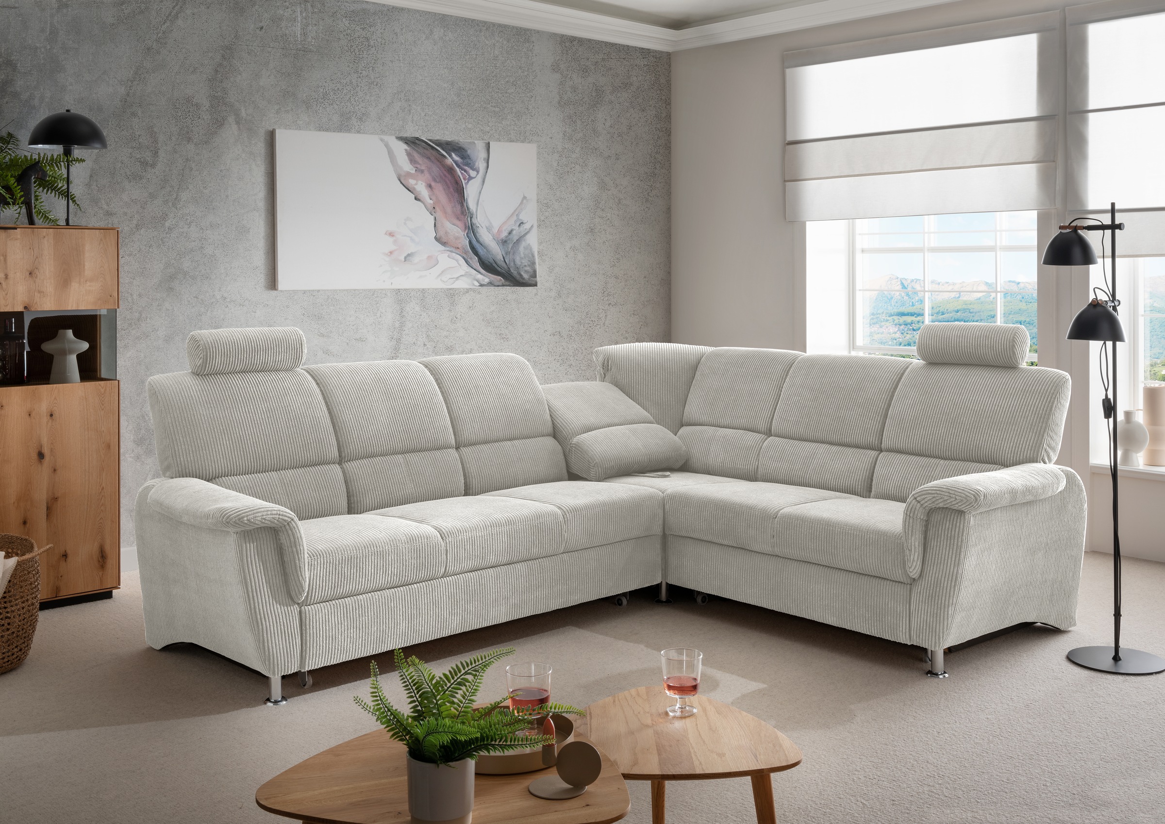Home affaire Ecksofa »Pisa L-Form, mit Schlaffunktion, Stauraum, 2x höhenve günstig online kaufen