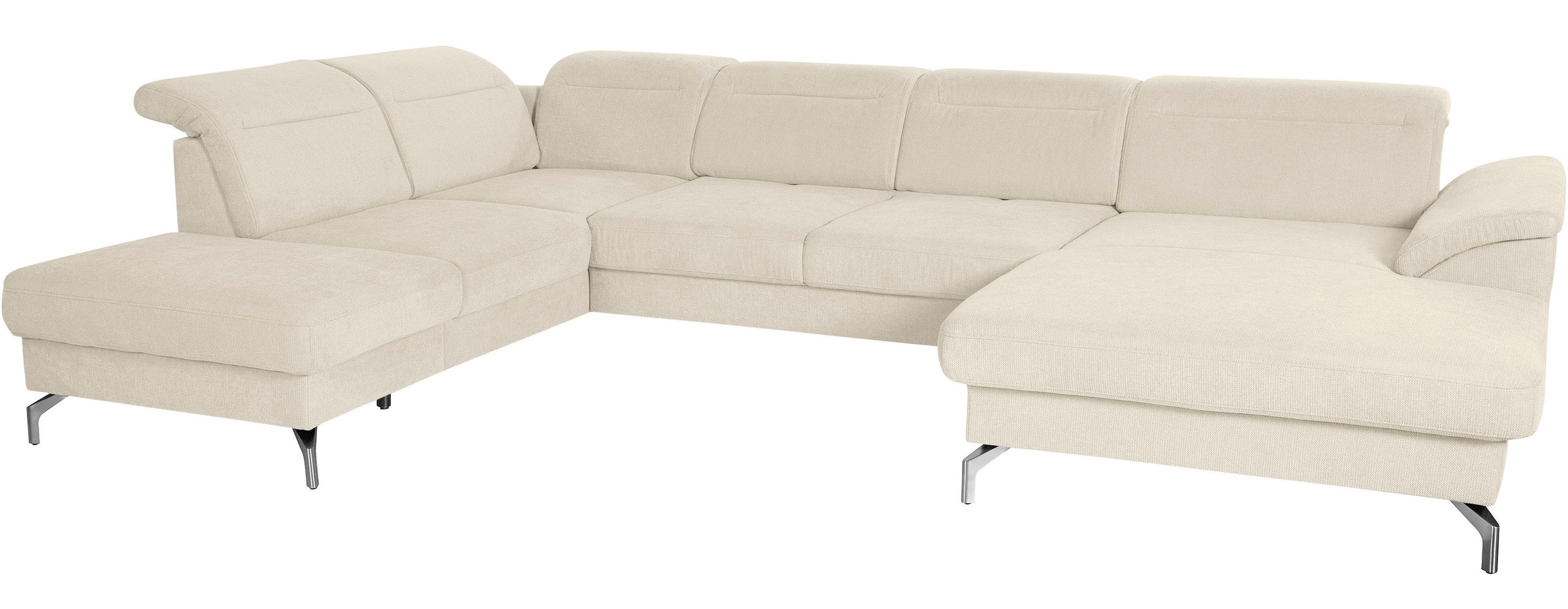 sit&more Wohnlandschaft »Percy U-Form«, 15 cm Fußhöhe, Sitztiefenverstellung, wahlweise in 2 Fußfarben