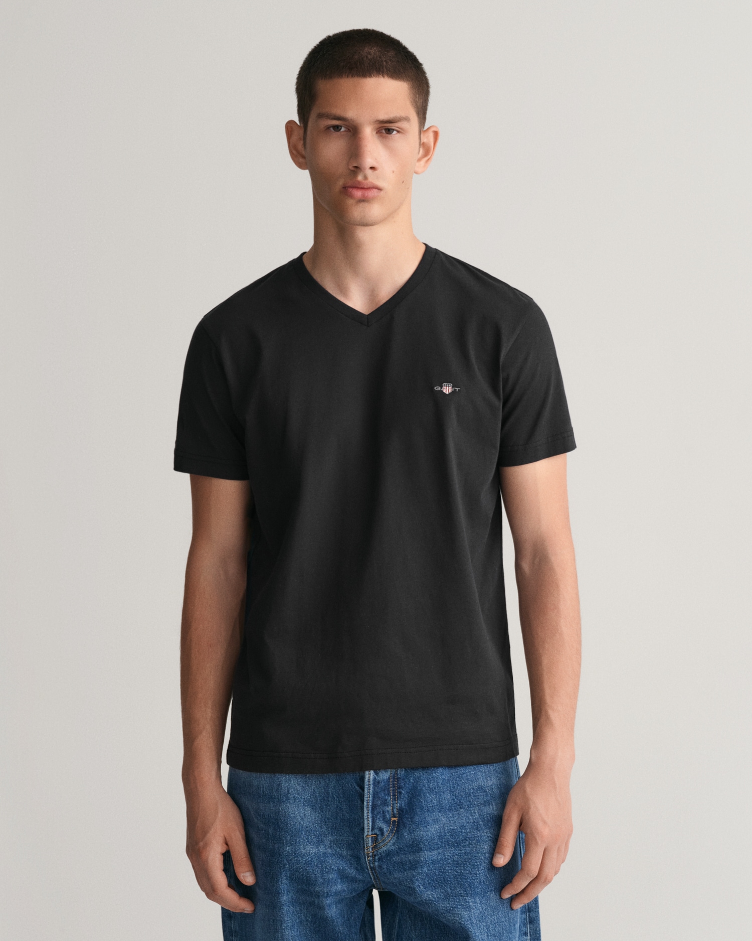 Gant T-Shirt »SLIM SHIELD V-NECK T-SHIRT«, mit einer kleinen Logostickerei  auf der Brust kaufen