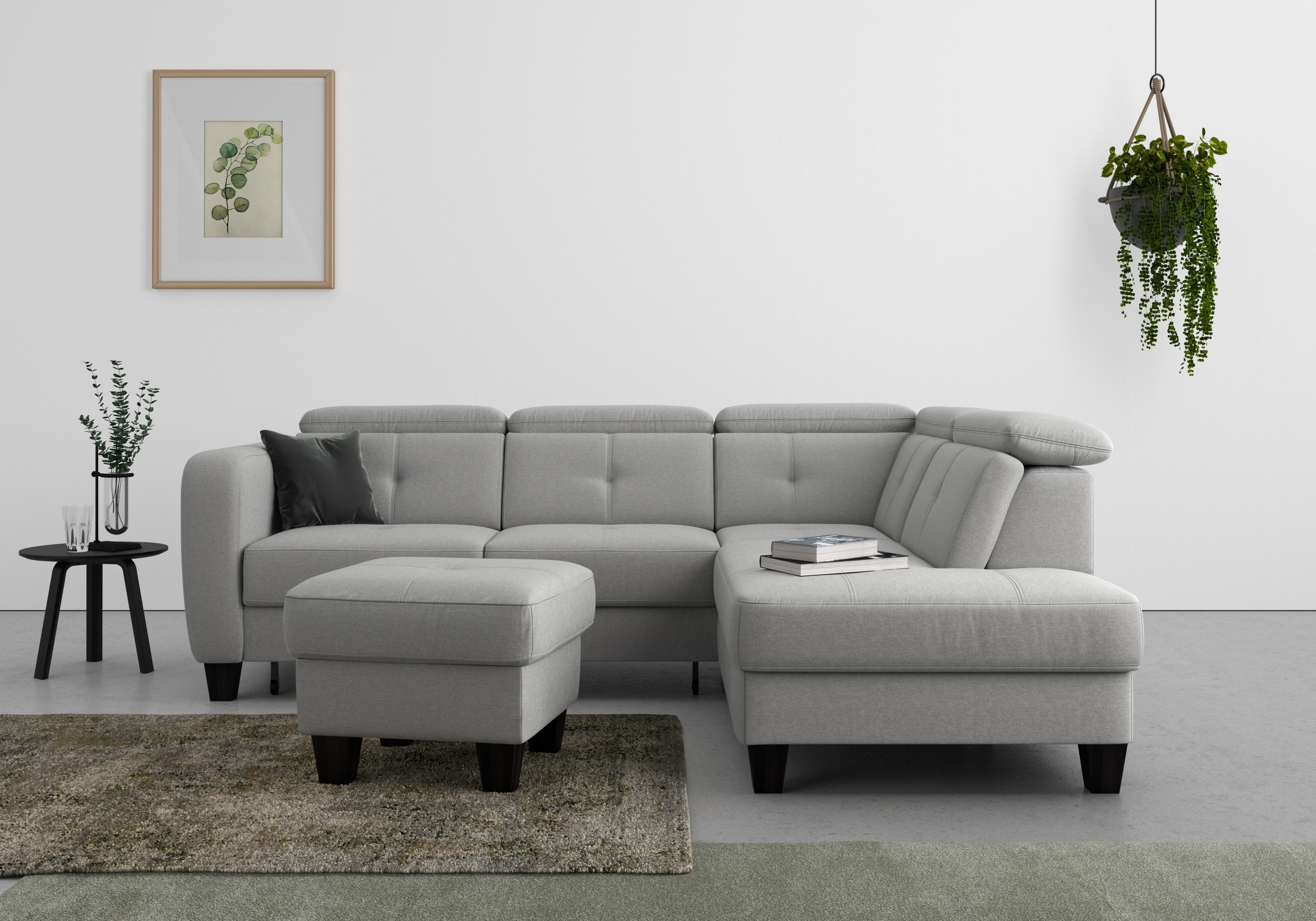 sit&more Ecksofa »Belluci L-Form«, inklusive Federkern, wahlweise mit Bettfunktion und Bettkasten