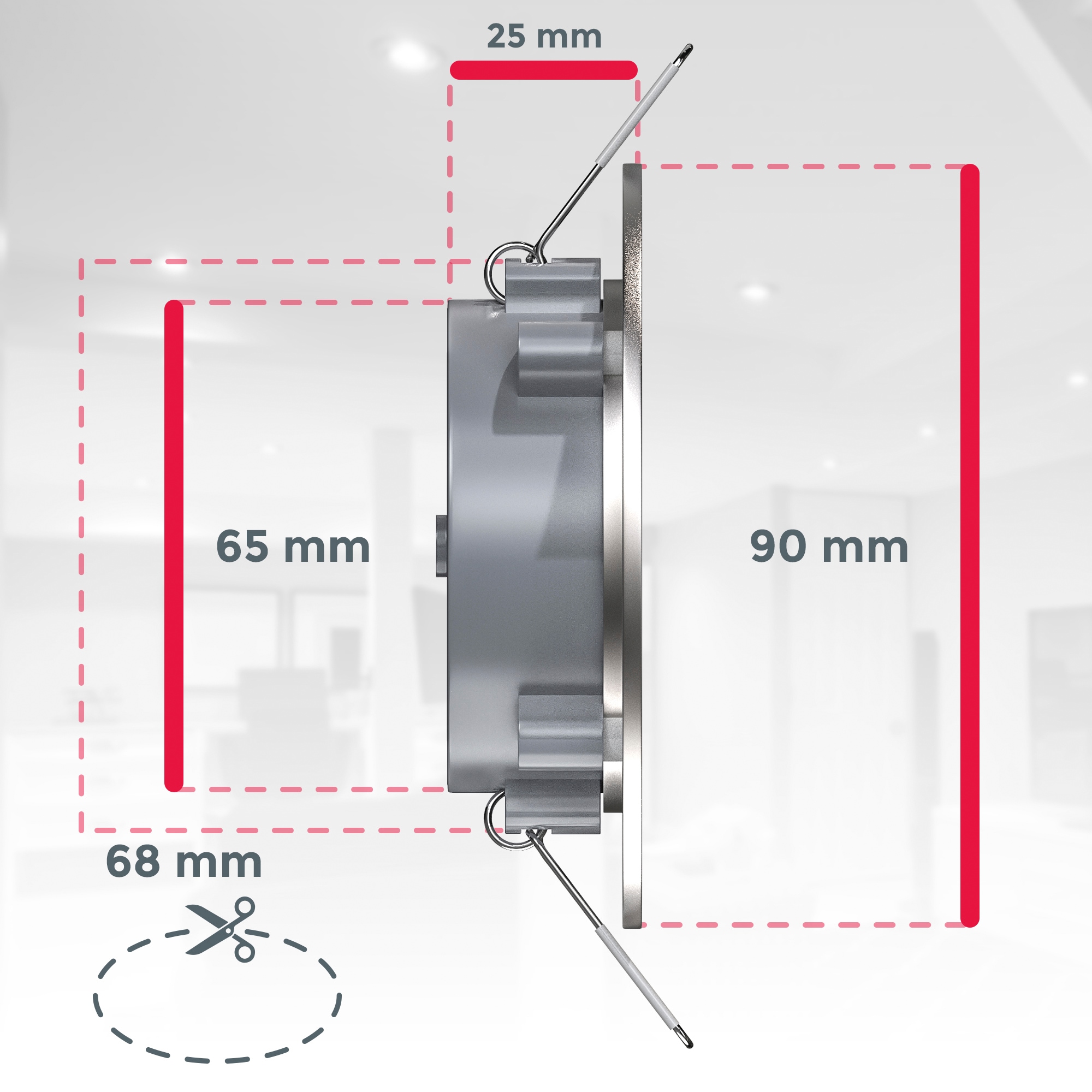 B.K.Licht ultraflache LED Einbauleuchte, 6er-Set, 6 x LED-Modul 4,9 Watt, 480lm, 3.000K, nicht dimmbar, Schutzart IP44