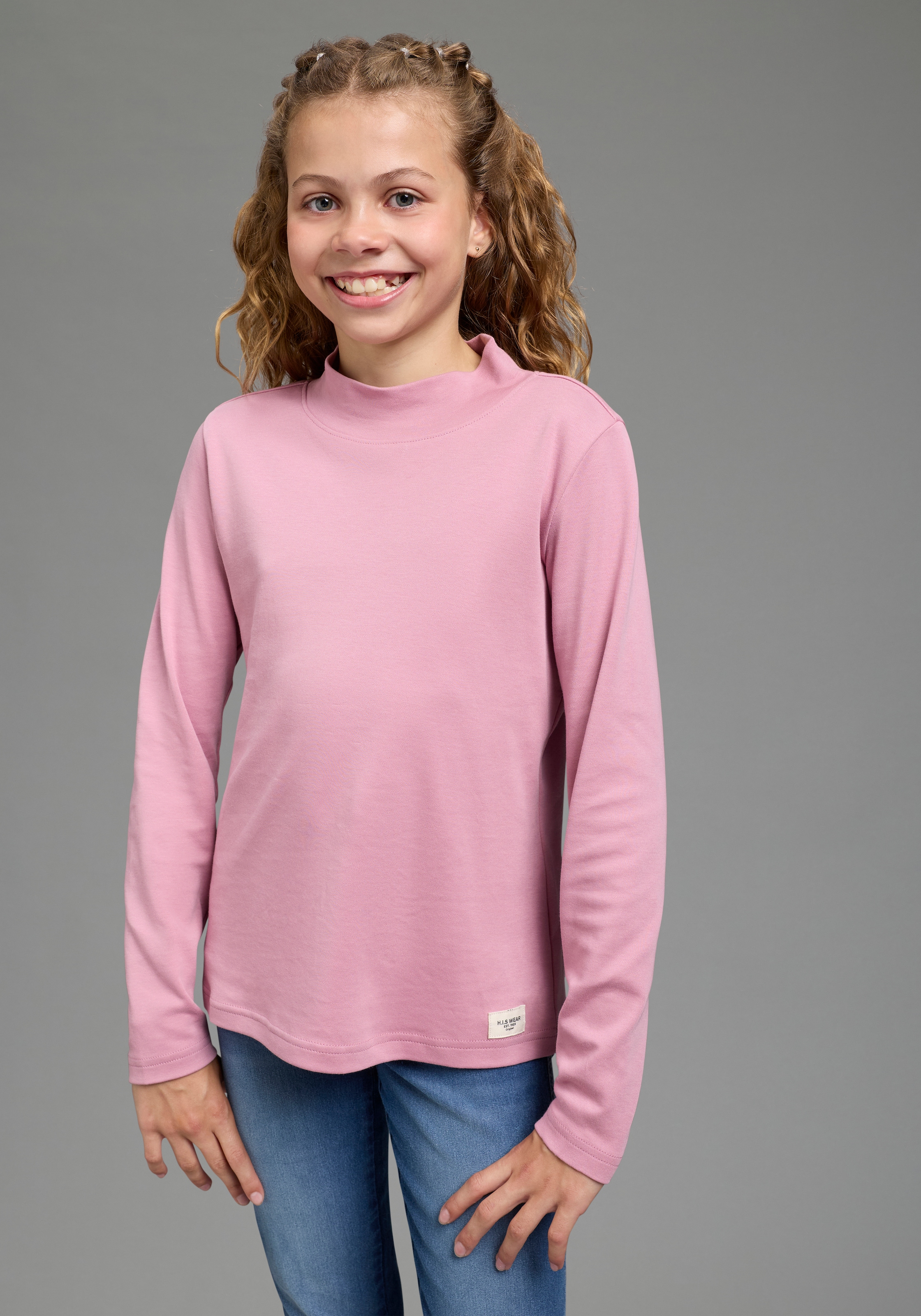 H.I.S Langarmshirt »2er Packung Shirts in Interlockware, kurze Form« Packung, 2,  mit Langarm, mit Rollkragen und Rundhalsausschnitt, unifarben