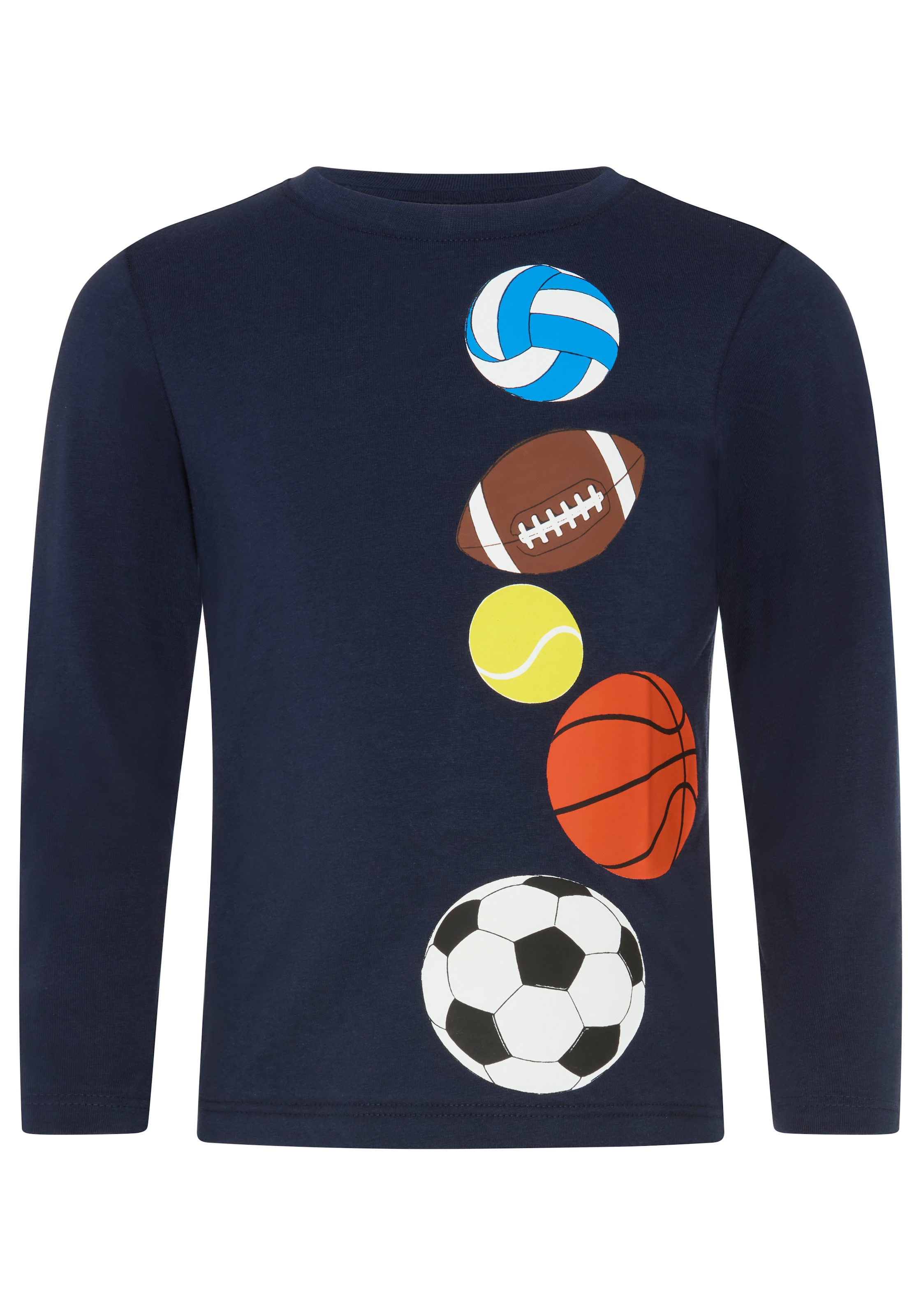 KIDSWORLD Langarmshirt »Shirt mit tollem Bälle Druck« Basic-Passform, Langarm, mit Rundhalsausschnitt, für Kinder