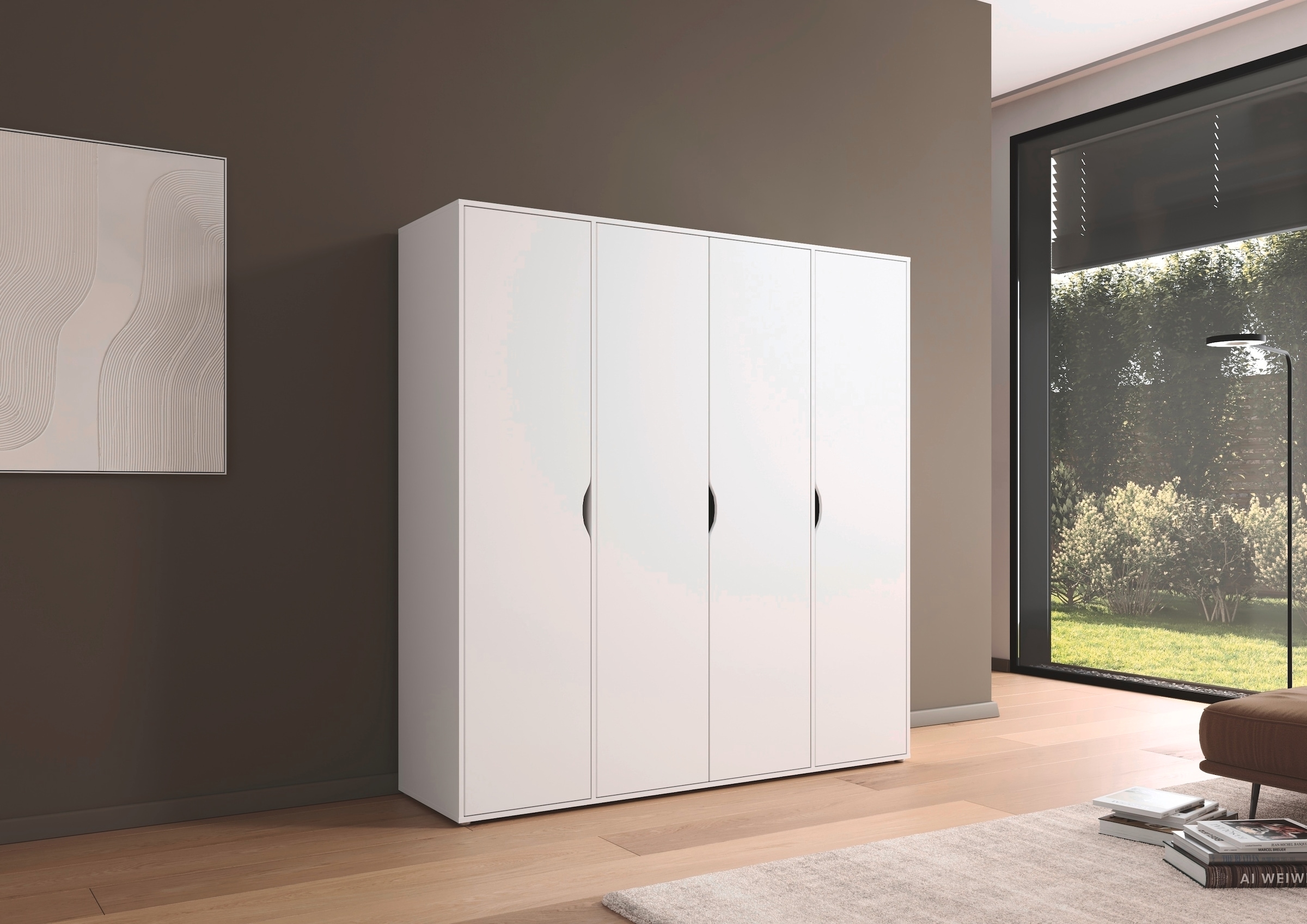 rauch Drehtürenschrank »Kleiderschrank Schrank Garderobe Wäscheschrank NARAI viel Stauraum«, (in 3 verschiedenen Ausstattungen BASIC/CLASSIC/PREMIUM), Griffausfräsungen für eine grifflose Optik TOPSELLER MADE IN GERMANY