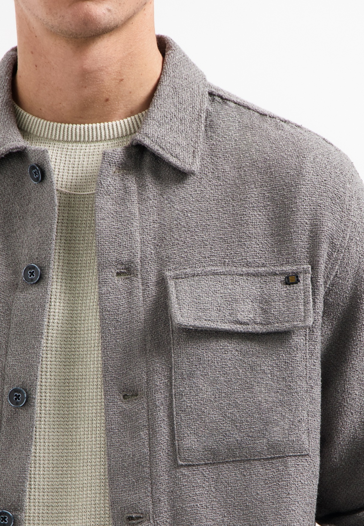 NO EXCESS Langarmhemd »No Excess Overshirt mit Knöpfen Overshirt Full Button Stretch«