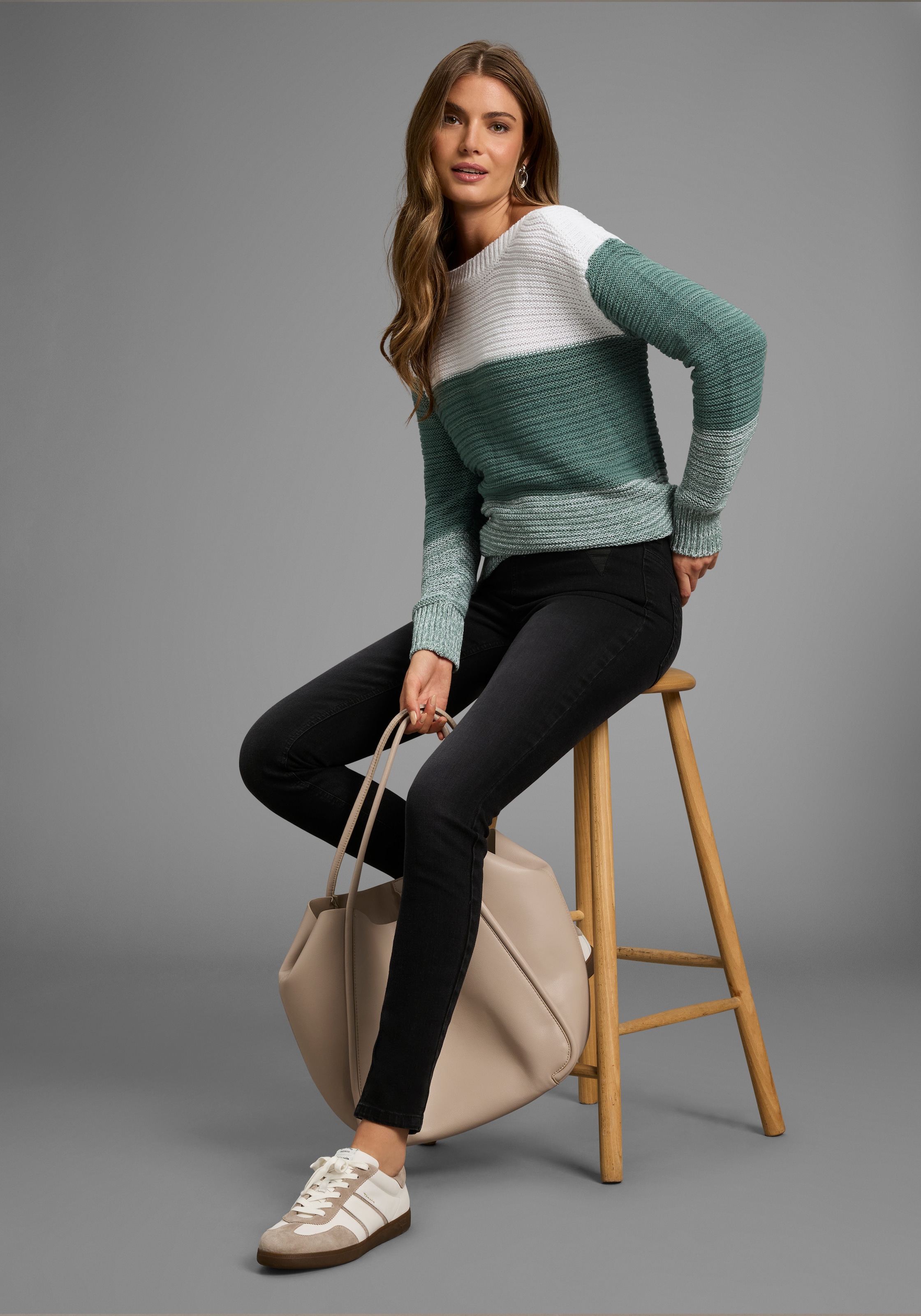 Laura Scott Streifenpullover, im Strukturstrick